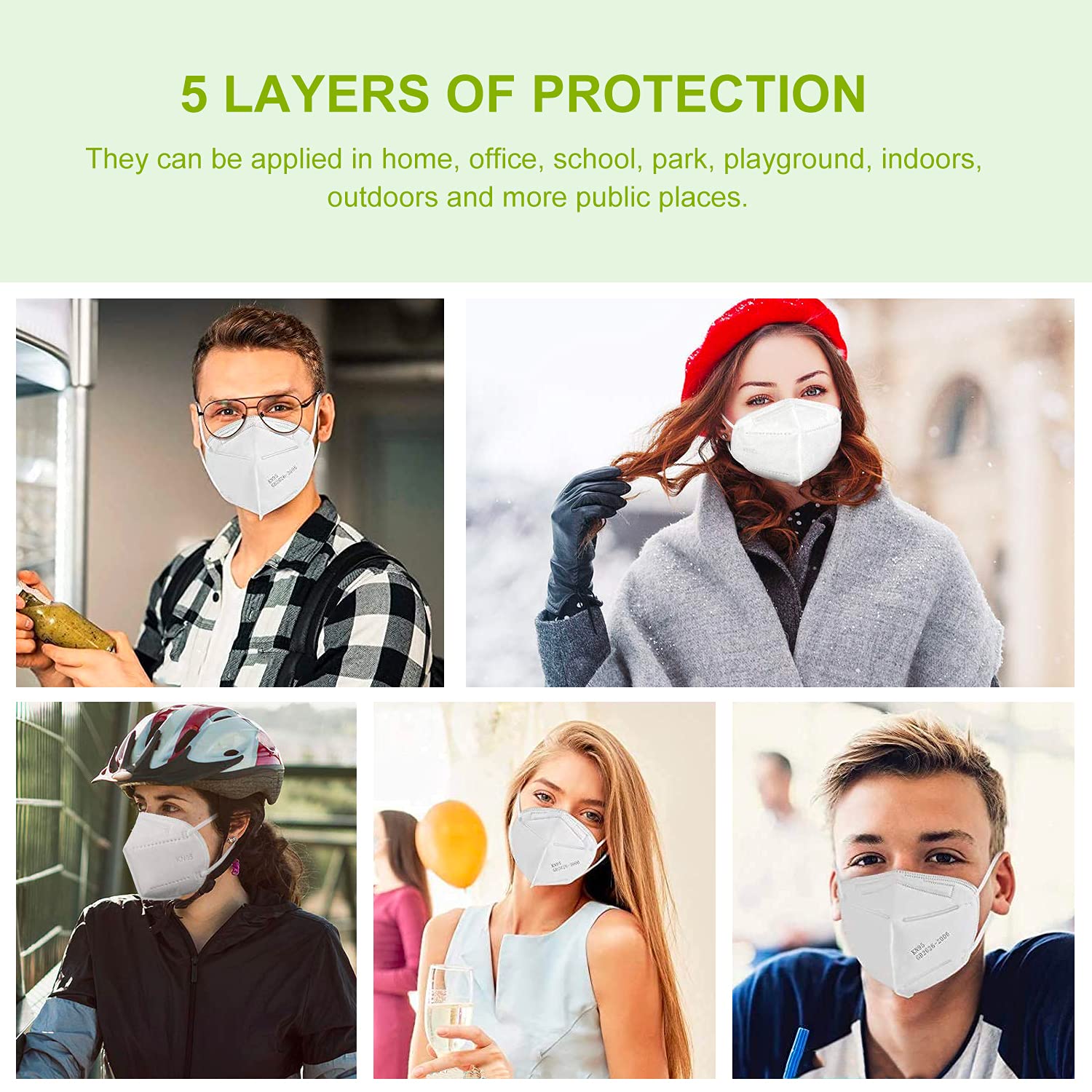 20 Pack White 5-Layer Protective Face Masks - Breathable Cup Dust Safety Masks for Men & Women - Essential PPE for Healthcare Workers, Construction & Daily Commuting