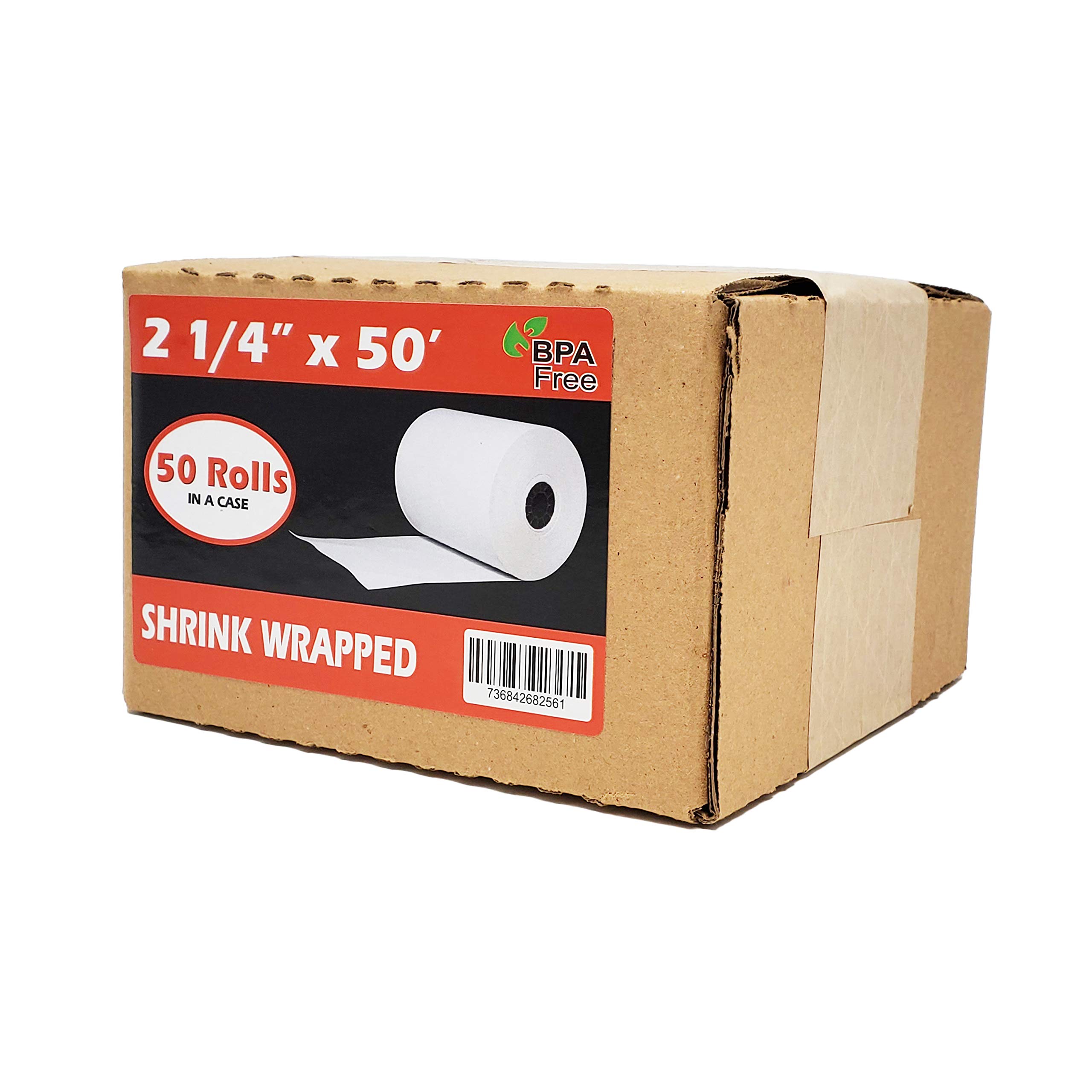 100 Cases of 2.25 x 50 Feet Thermal Paper Rolls for Credit Card Terminals - Compatible with Square, Clover Flex Mini, Verifone VX - Perfect for Retail Stores, Restaurants & POS Systems