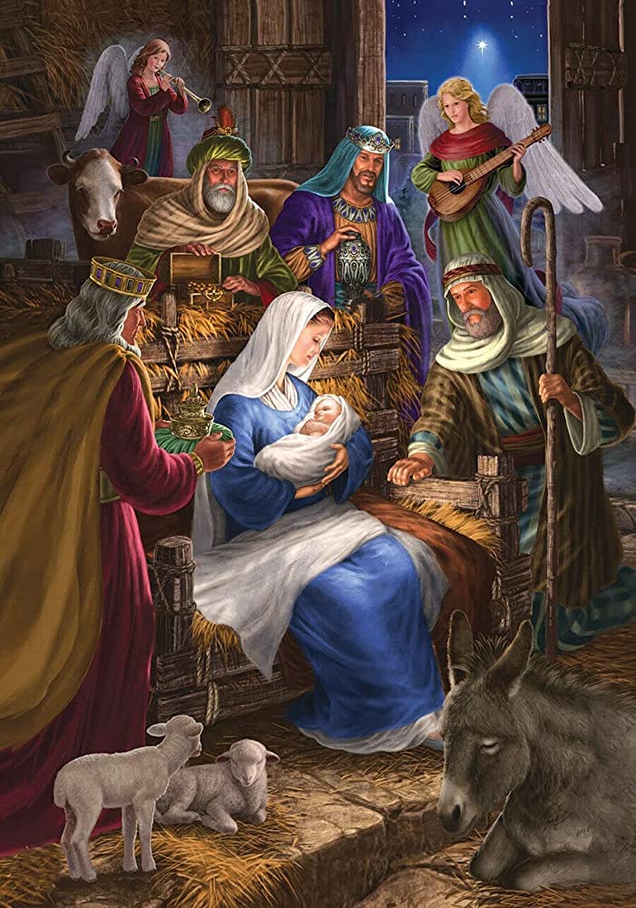 Holy Family Christmas Nativity Religious Wall Art - Vintage Metal Tin Sign with Iron Painting, 8x12 Inch - Perfect for Home, Church, Bar, Cafe & Store Decor (Ideal for Holiday, Bathroom & Retro Parlor Decoration)