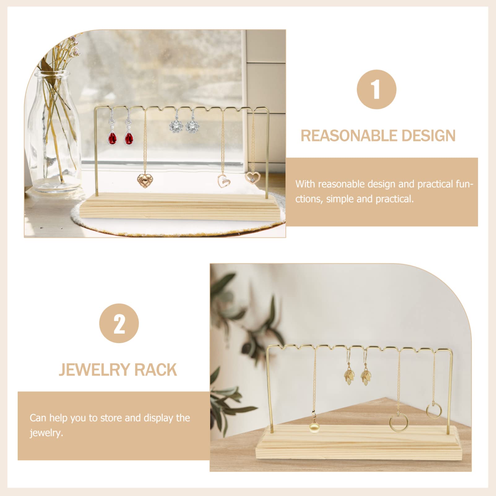 BESPORTBLE Wooden Earring Holder Stand - Jewelry Display Organizer for Earrings, Necklaces & Bracelets - Perfect for Bedroom, Bathroom & Retail Store Décor