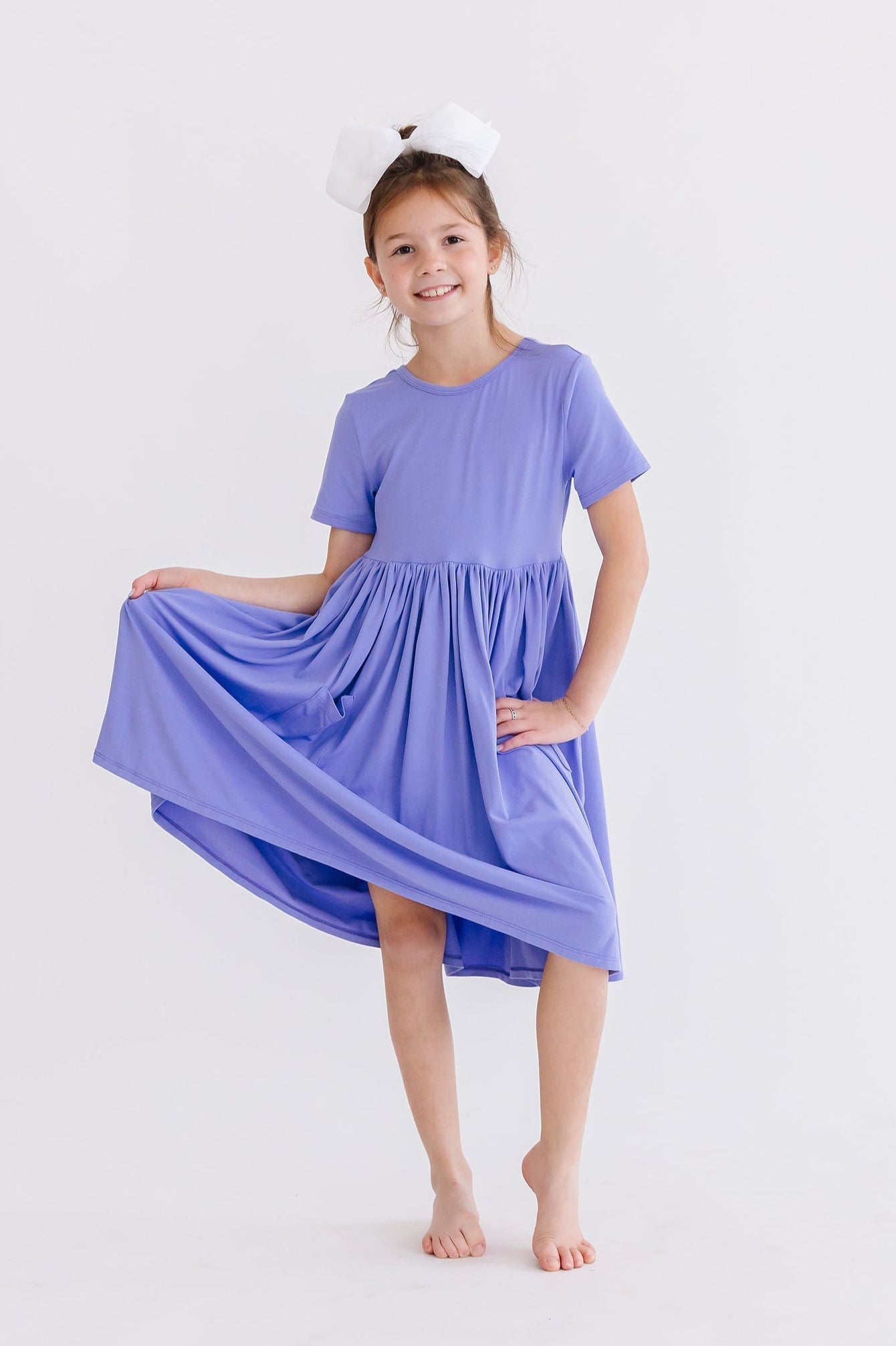 Periwinkle Short Sleeve Pocket Twirl Dress for Women - Flowy Summer Dress for Beach, Party & Casual Wear