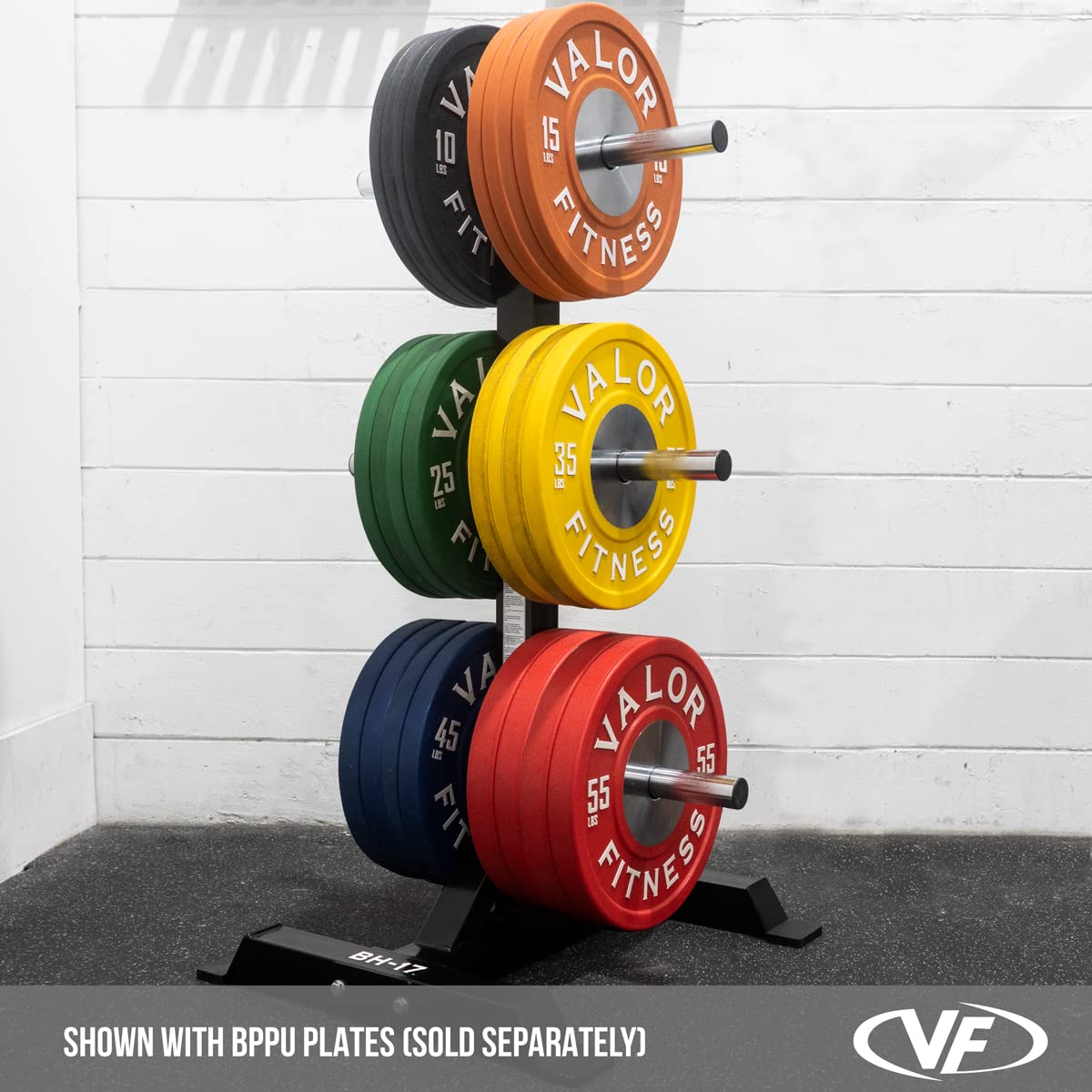 Valor Fitness Weight Plate Rack for Olympic & Standard Plates - Heavy Duty Bumper Plate Organizer & Barbell Storage Stand - Perfect for Home Gym, Garage Workout Space & CrossFit Training