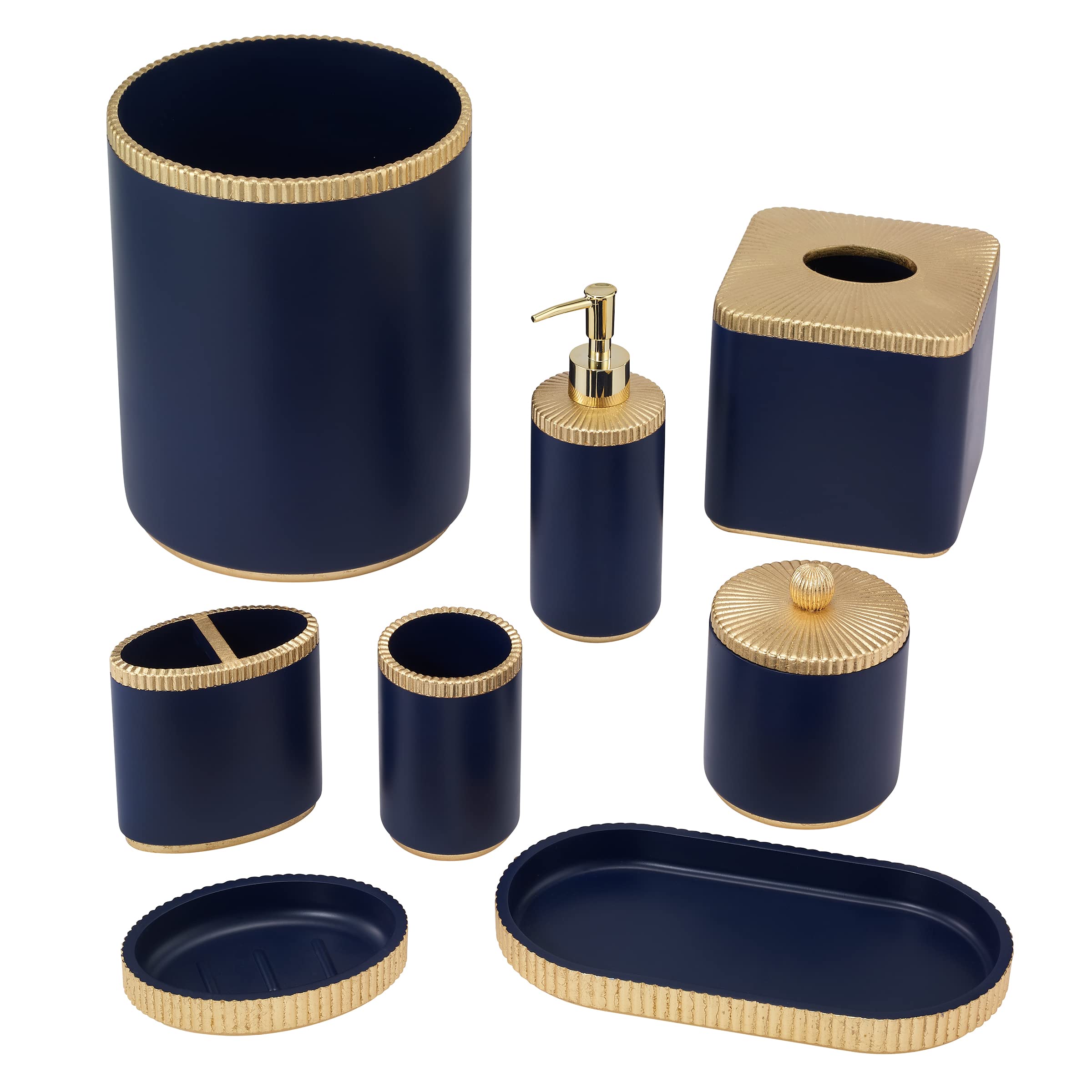 Avanti Linens Riviera Collection Navy Bathroom Tumbler Set - Premium Cotton Towel for Spa, Guest Bathroom & Luxury Hotel Decor