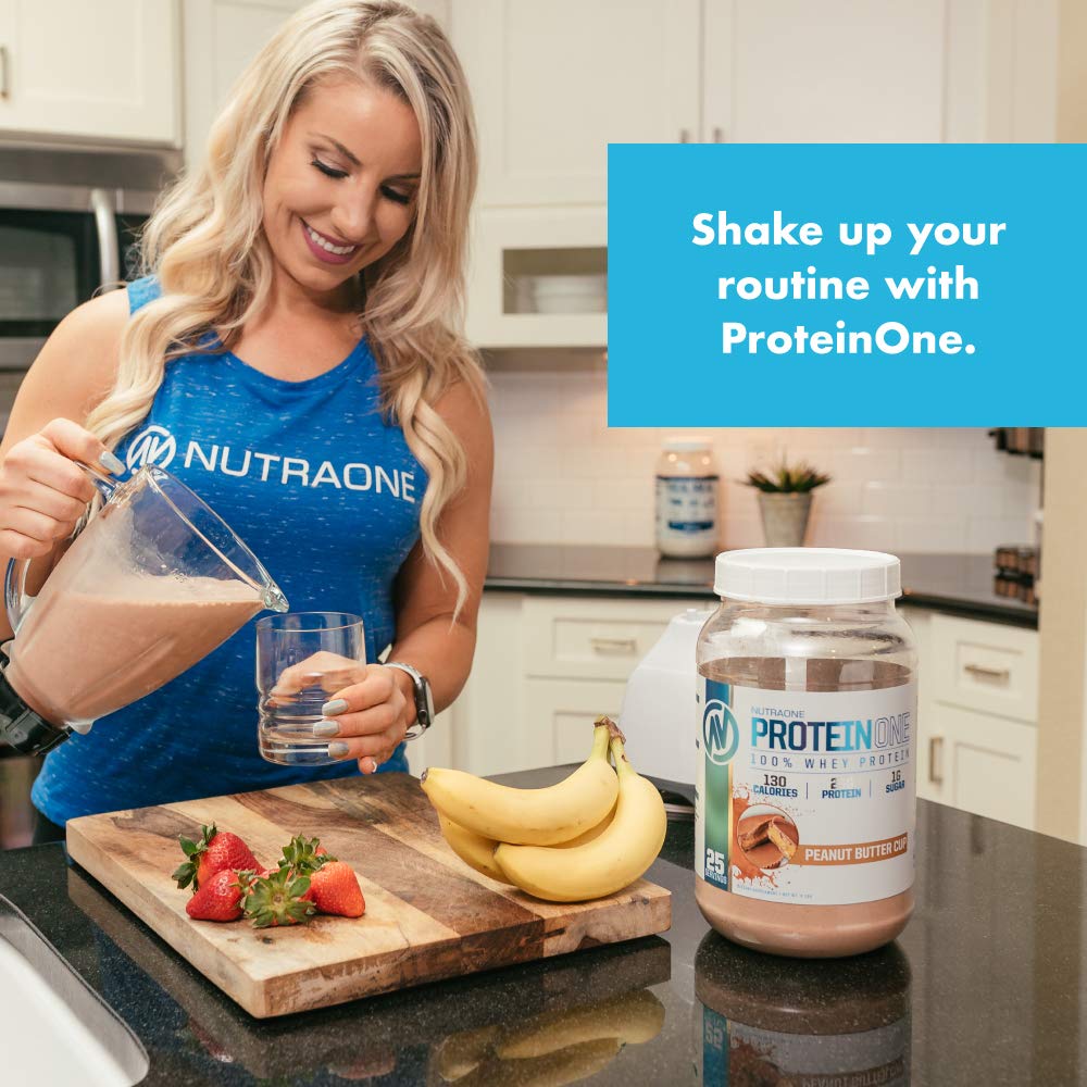 NutraOne ProteinOne Whey Protein Powder for Men & Women - Vanilla Ice Cream Flavor, 5 lbs | Muscle Recovery & Growth Supplement | Post-Workout, Breakfast & Healthy Snack Boost