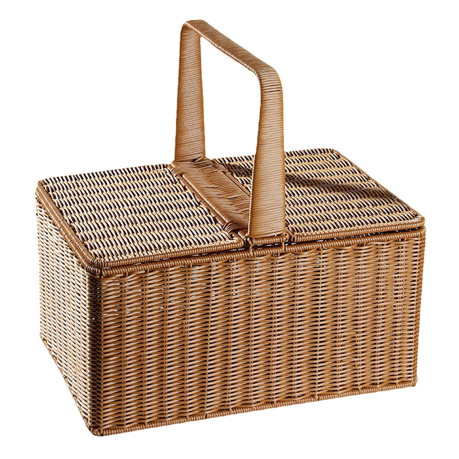 Premium Wicker Picnic Basket with Lid & Handle - Square Willow Woven Storage Hamper for Candy, Camping, Picnic & BBQ - Perfect for Outdoor Gatherings, Beach Trips & Romantic Dates