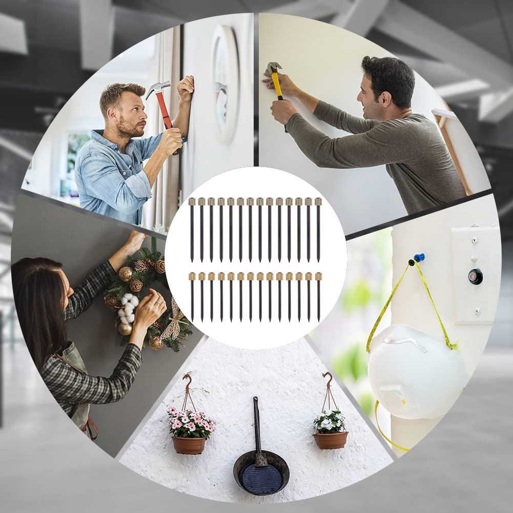 UNICRAFTALE 100-Piece Black Iron Picture Hanging Nails Kit - 25mm & 35mm Flat Head Nails for Wooden & Drywall - Perfect for Hanging Frames, Mirrors, and Wall Decor
