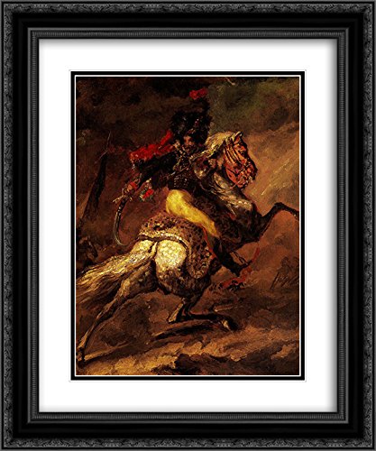 Theodore Gericault Museum Art Print - 20x24 Black Ornate Frame with Double Matting for Study & Charging Station Decor | Classic Wall Art for Home Office, Library & Dorm Room