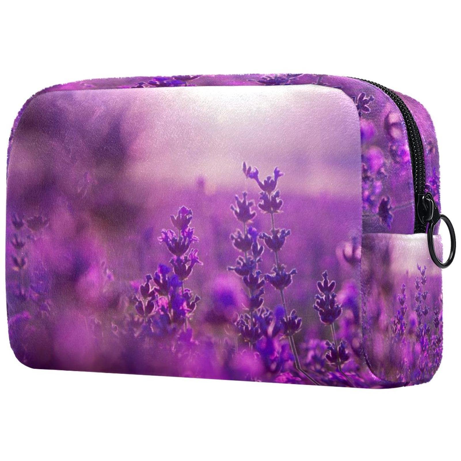 Lavender Makeup Bag Organizer - Small Cosmetic Pouch with Zipper for Travel, Teens, Girls & Women | Perfect for Toiletries, Beauty Essentials & On-the-Go Storage