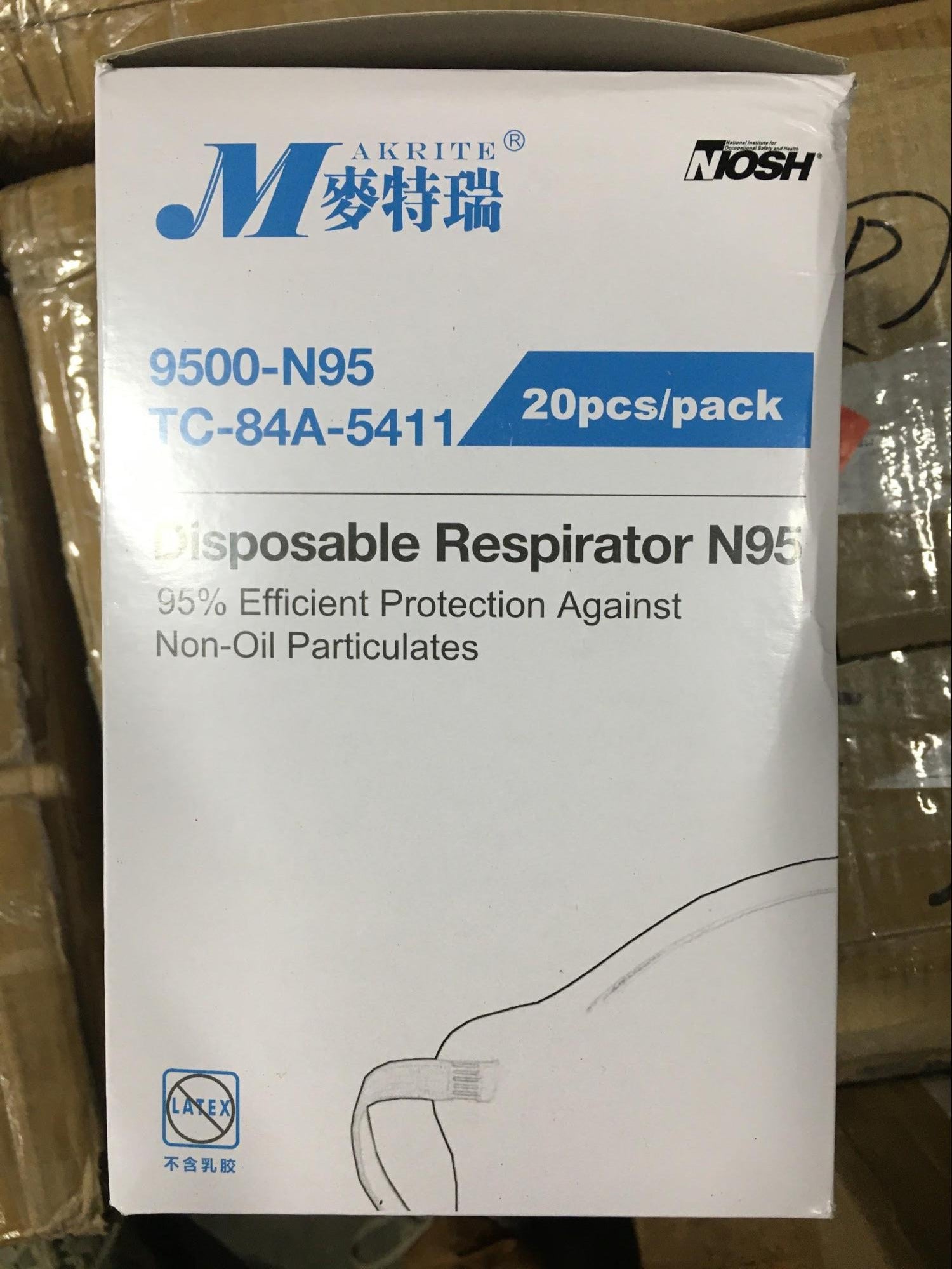 NIOSH N95 Respirator Masks - Pack of 20 | Dust Proof, Pollution Protection | Ideal for Construction, Woodworking & Healthcare Workers