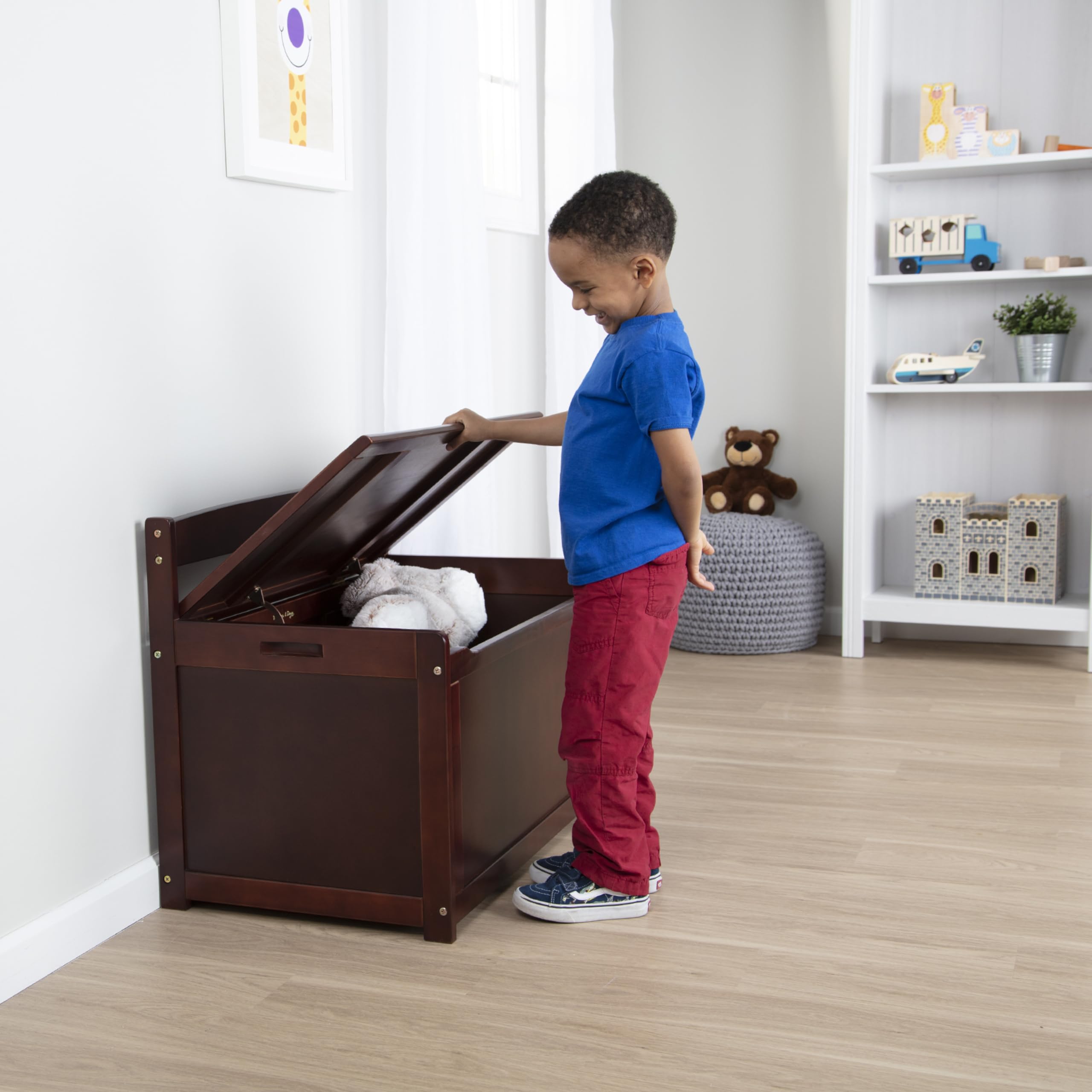 Melissa & Doug Wooden Toy Storage Chest with Lid - Espresso Brown Kids Room Organization & Nursery Decor