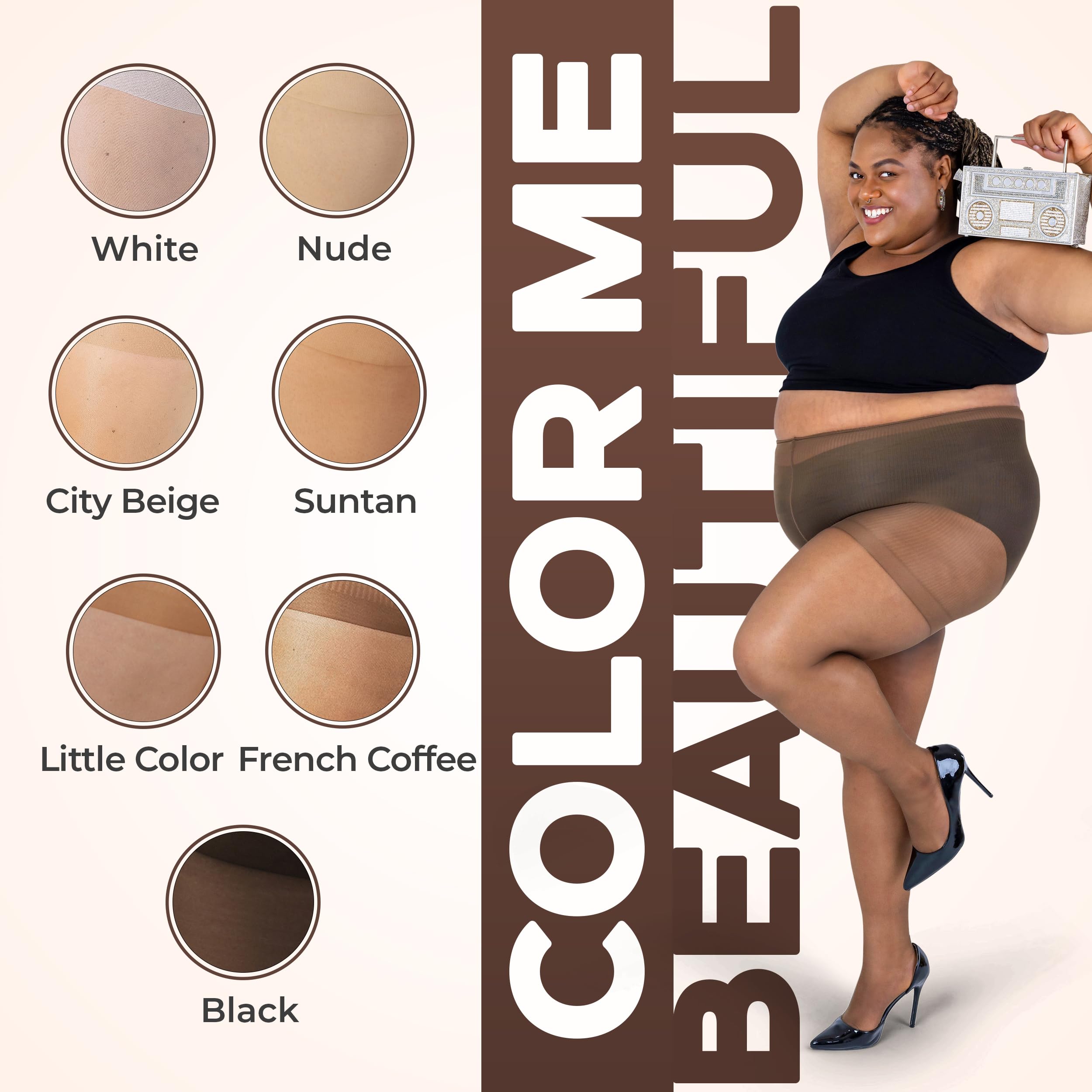 Plus Size Pantyhose for Women - Soft Sheer Queen Tights - Comfortable Stretchy Opaque Tights for Work, Parties & Everyday Wear
