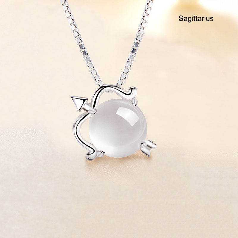 12 Constellation Zodiac Silver Crystal Pendant Necklace - Elegant Astrology Jewelry Gift for Women, Perfect for Birthday, Anniversary & Spiritual Healing