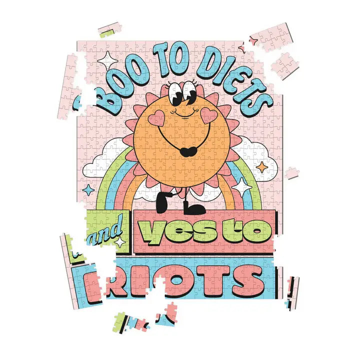 Boo To Diets & Yay To Riots - 500 Piece Jigsaw Puzzle for Adults - Fun & Challenging Puzzle Game for Family Game Night, Relaxation & Home Decor