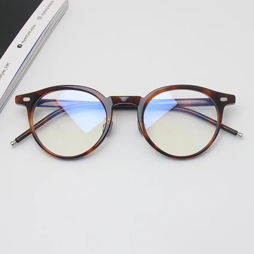 Stylish Black Unisex Acetate Full Rim Round Eyeglasses 91443 - Perfect for Work, Reading & Fashion Accessories