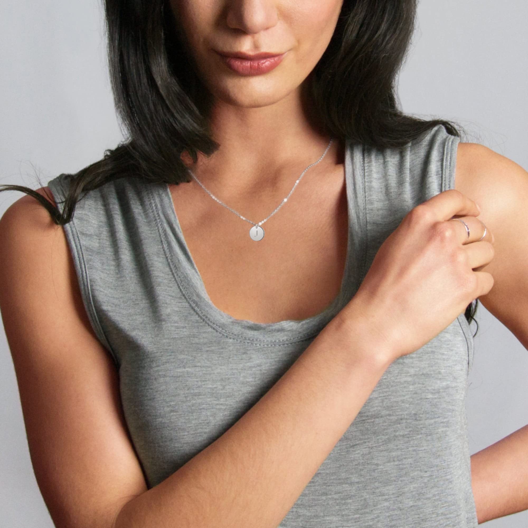 Personalized Initial Necklace for Women & Girls - Gold, Silver, Rose Gold Double-Sided Engraved Hammered Coin Pendant, Easter Gift for Teen Girls, Layered Jewelry for Everyday Wear & Special Occasions