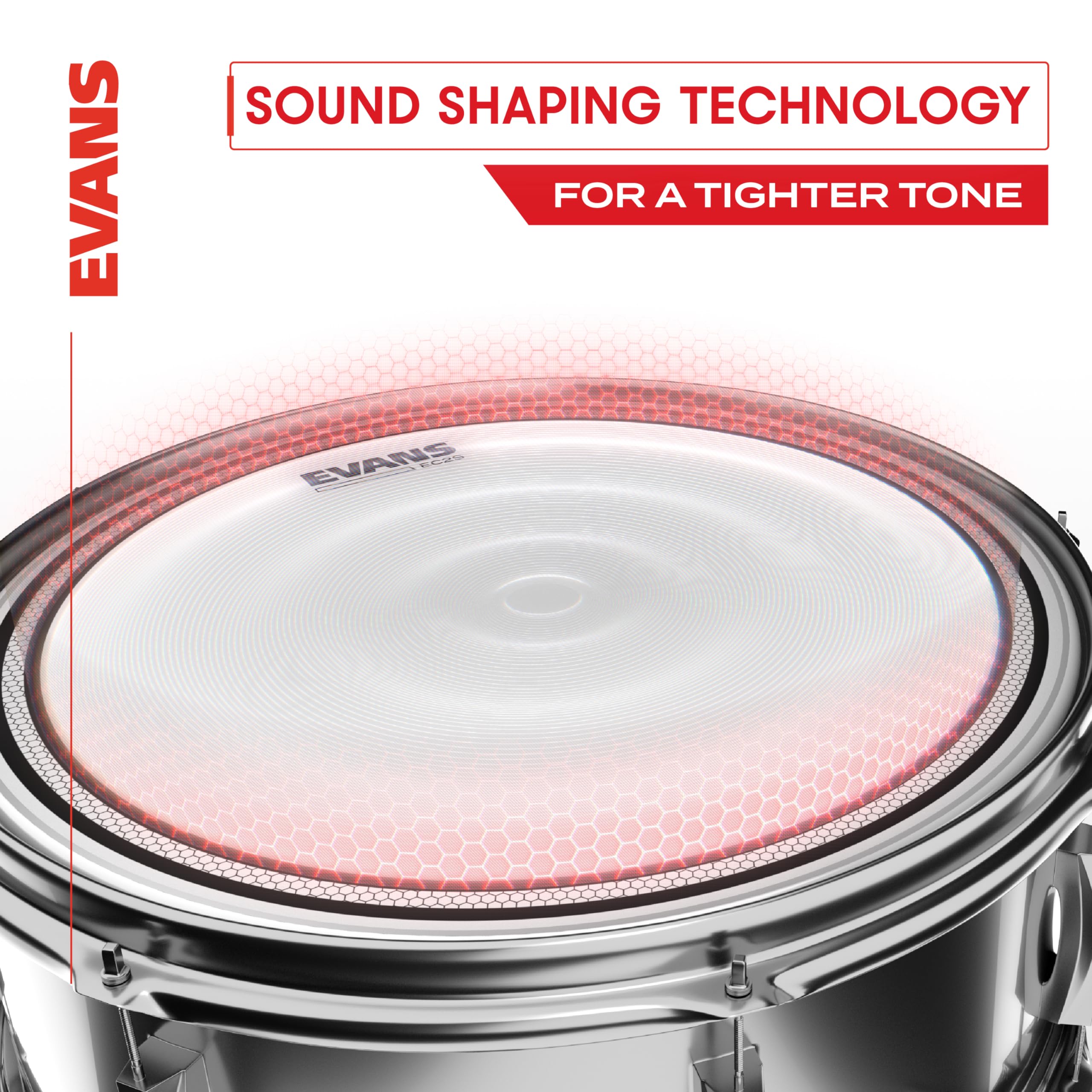 Evans EC2S Clear 8 Inch Tom Drumhead - Premium Drum Heads for Professional Drummers - Perfect for Live Performances & Studio Recording