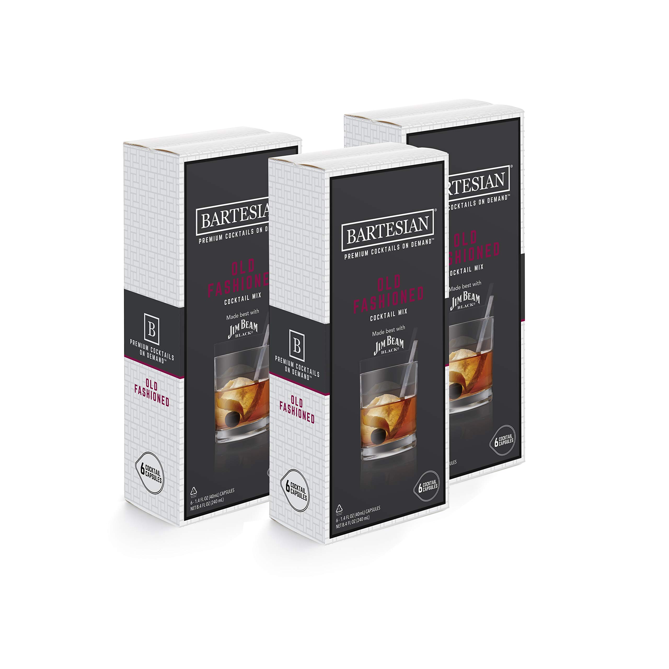 Bartesian Old Fashioned Cocktail Mixer Capsules - Pack of 18 Premium Cocktail Pods for Bartesian Cocktail Maker (55403) - Perfect for Home Bars, Parties & Entertaining Guests