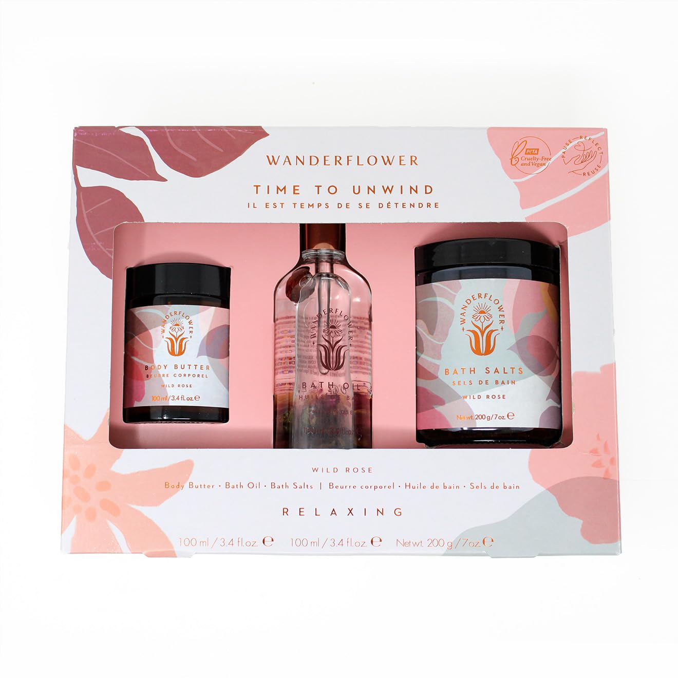 Wild Rose Relaxing Bath Gift Set with Wanderflower - Soothing Aromatherapy for Stress Relief & Self-Care | Perfect for Spa Nights & Romantic Baths