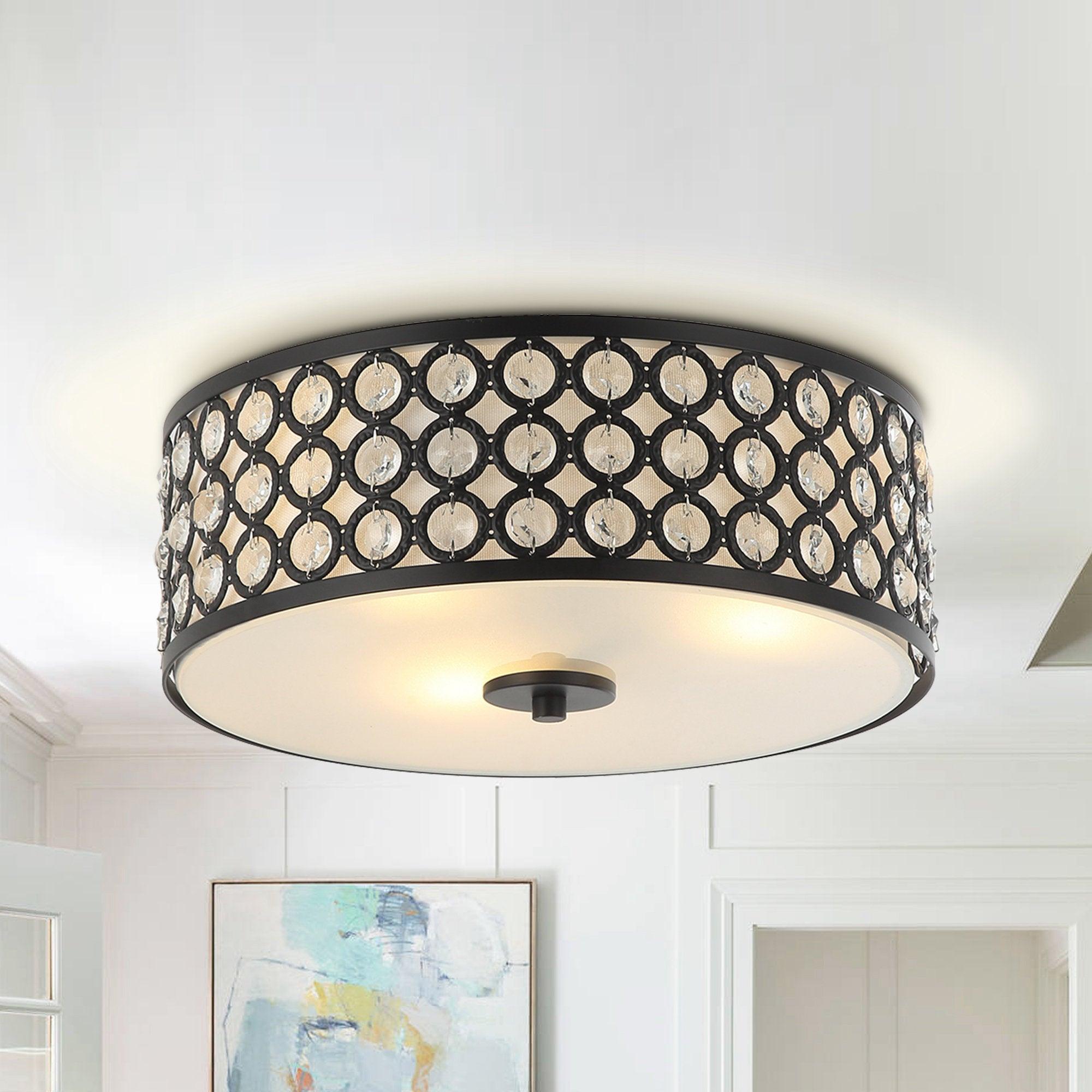 3 Light Modern LED Flush Mount Ceiling Light with Crystal Accents - Perfect for Bedroom, Living Room, Kitchen & Hallway Lighting