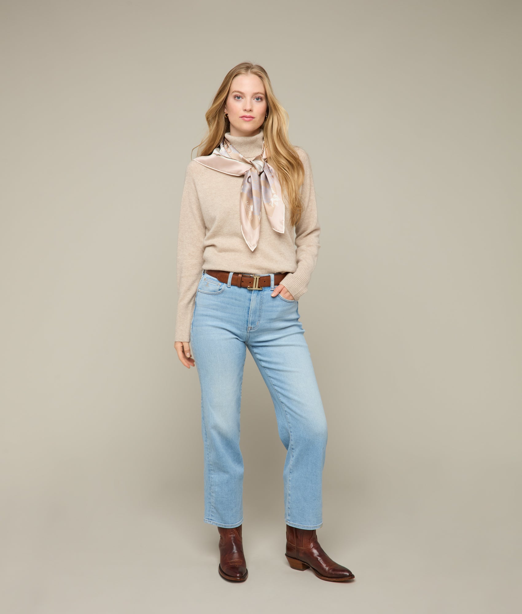Cavalry Rose Scarf - Soft Blush Pink Fashion Scarf for Women | Perfect for Fall Outfits, Date Nights & Office Wear