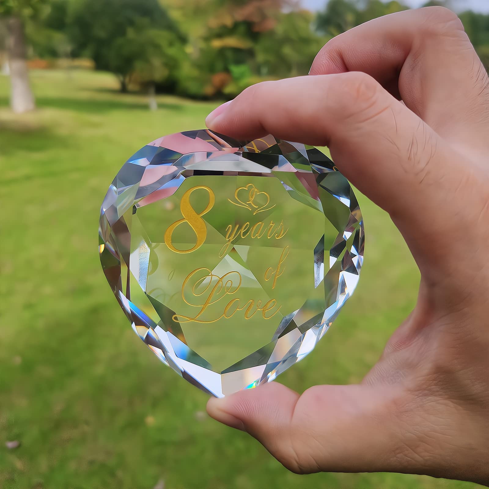 8th Anniversary Crystal Gifts for Husband, Wife, Boyfriend or Girlfriend - Romantic Wedding & Valentine's Day Present for Couples - Perfect for Anniversaries, Engagements & Special Occasions