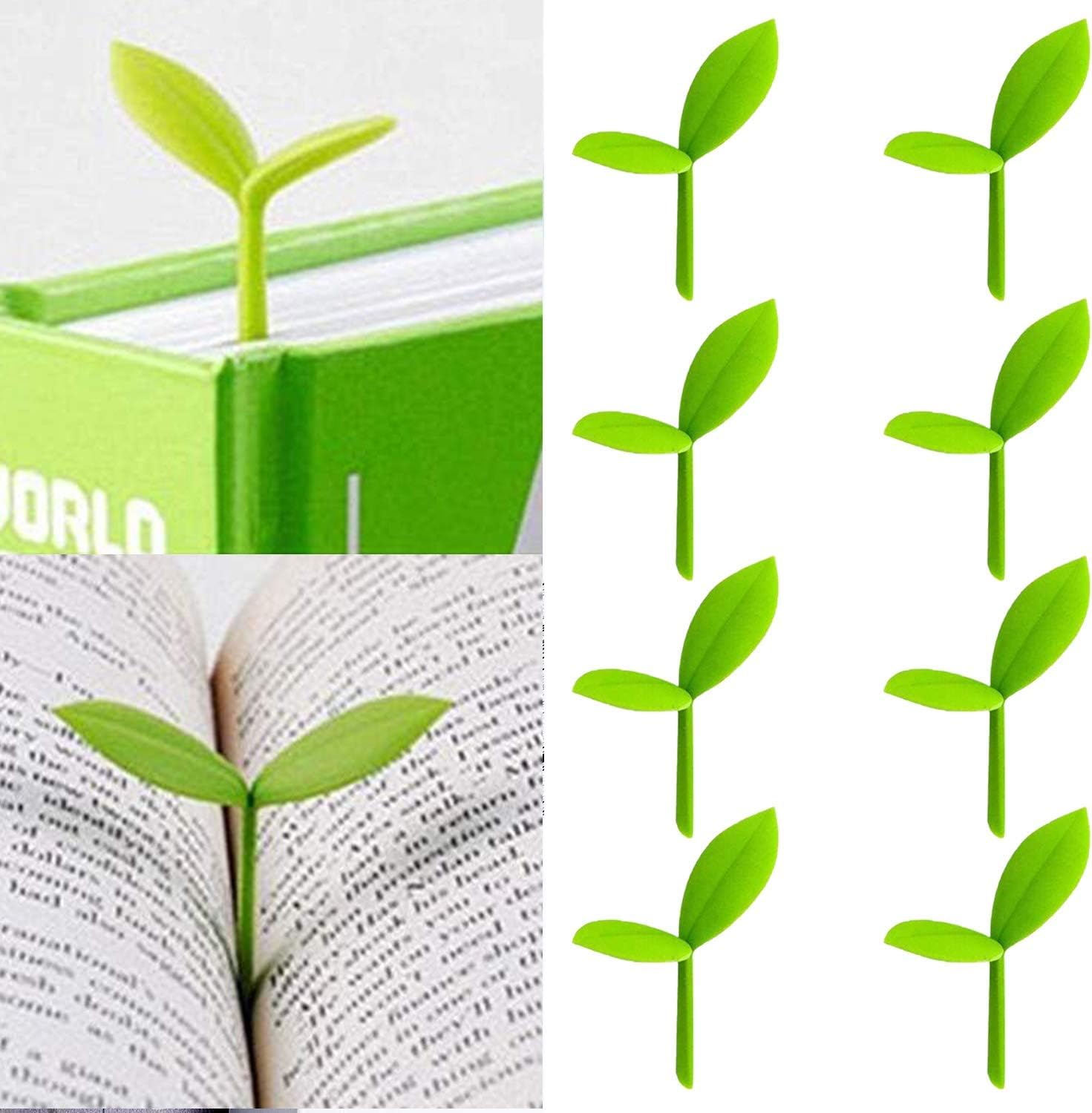 YKING Sprout Little Green Bookmarks - Set of 8 Silicone Grass Buds for Books, Creative Reading Accessories, Perfect Gift for Book Lovers - Great for Novels, Textbooks, Journals & Reading Motivation