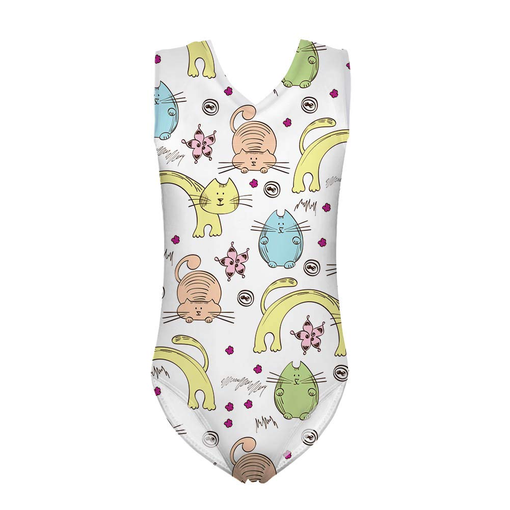 ENLACHIC Girls' Cartoon Print UV Protection One Piece Swimsuit - UPF 50+ Sun Protective Bathing Suit for Toddler & Kids - Perfect for Beach, Pool & Summer Water Activities