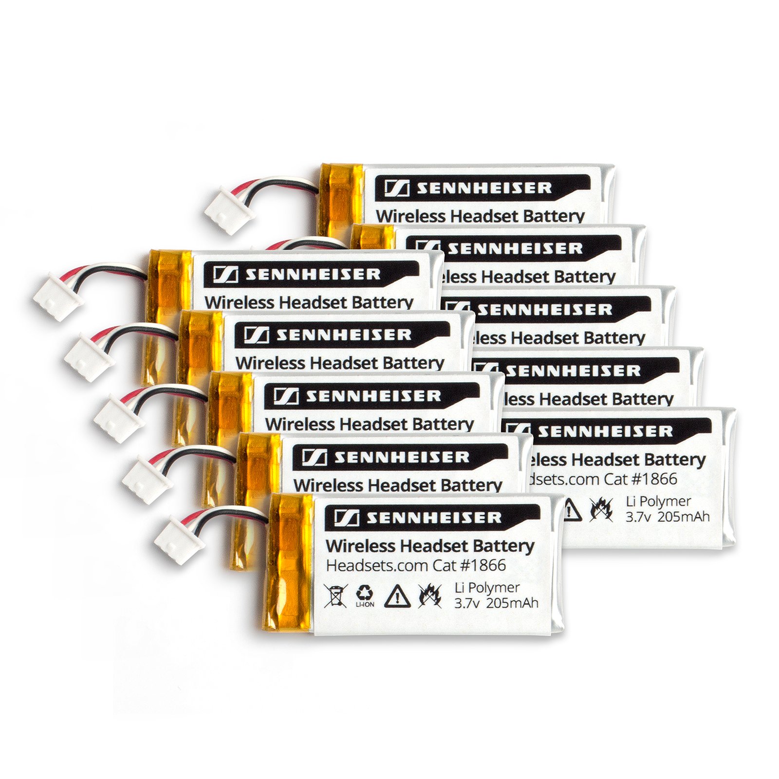 Sennheimer Replacement Rechargeable Battery 205mAh (10 Pack) - Compatible with OfficeRunner Wireless Headset DW Office, DW Pro1, DW Pro2, SD Office, SD Pro1, SD Pro2 & MB Pro Series - Long-Lasting Li-Polymer Battery for Business Headsets - Perfect for Office, Call Center & Remote Work