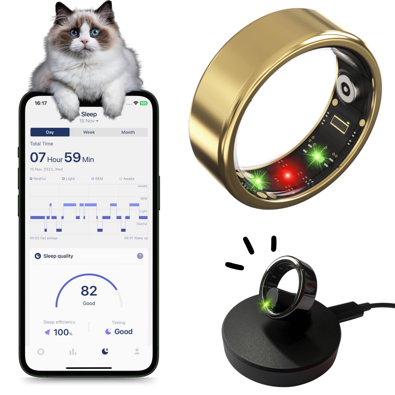 Smart Ring Gen2 - Health & Fitness Tracker for Men & Women with Heart Rate, Sleep, SPO2, HRV, Stress Monitoring | iOS & Android Compatible | IP68 Waterproof | Perfect for Workouts, Sleep Tracking & Daily Health Monitoring