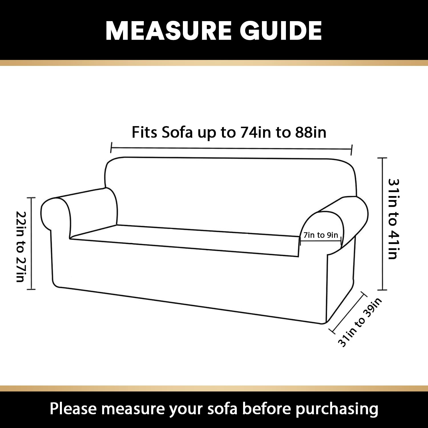 **PrinceDeco Stretch Sofa Cover Slipcover - Non-Slip Elastic Bottom, Pet-Friendly Fitted Couch Cover for 3-Cushion Sofas (Navy) - Perfect for Living Room, Home Decor & Pet Protection**