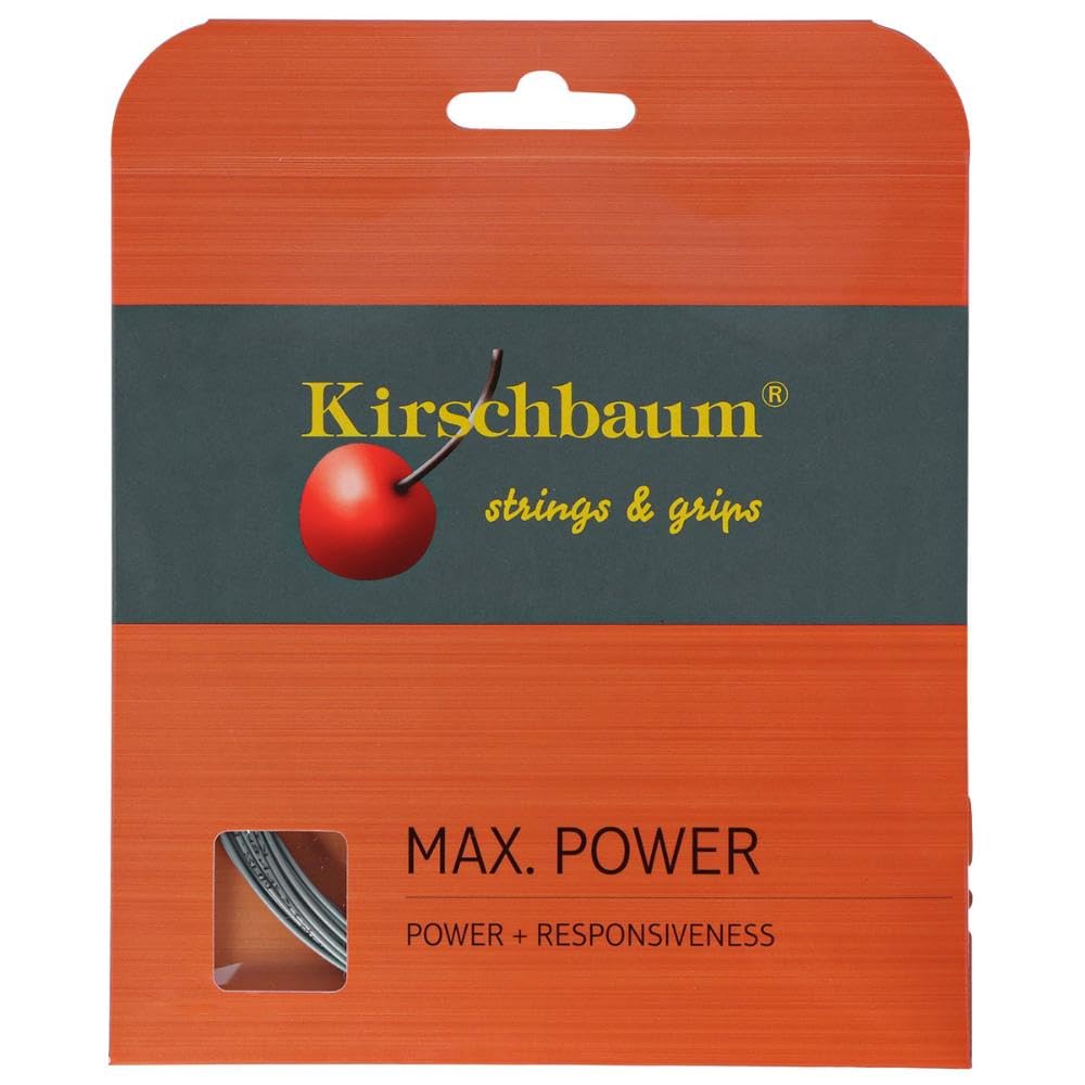 Kirschbaum MAX Power Rough Tennis String Set - Grey | High-Performance Polyester String for Durability & Spin | Perfect for Competitive Play & Advanced Players