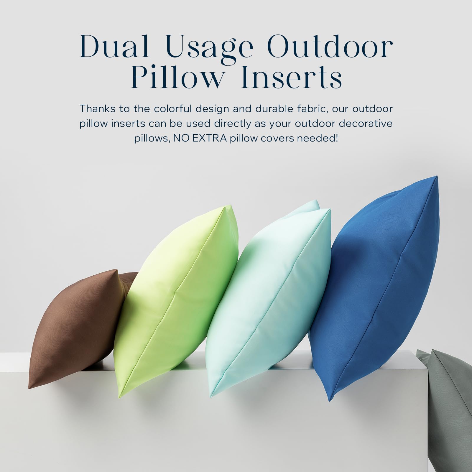 Premium Waterproof Outdoor Pillow Inserts (Pack of 4) - 18x18 Inch Dual-Use Decorative Throw Pillows for Patio, Couch, Tent & Camping - No Cover Needed - Vibrant Blue Cushion Stuffers