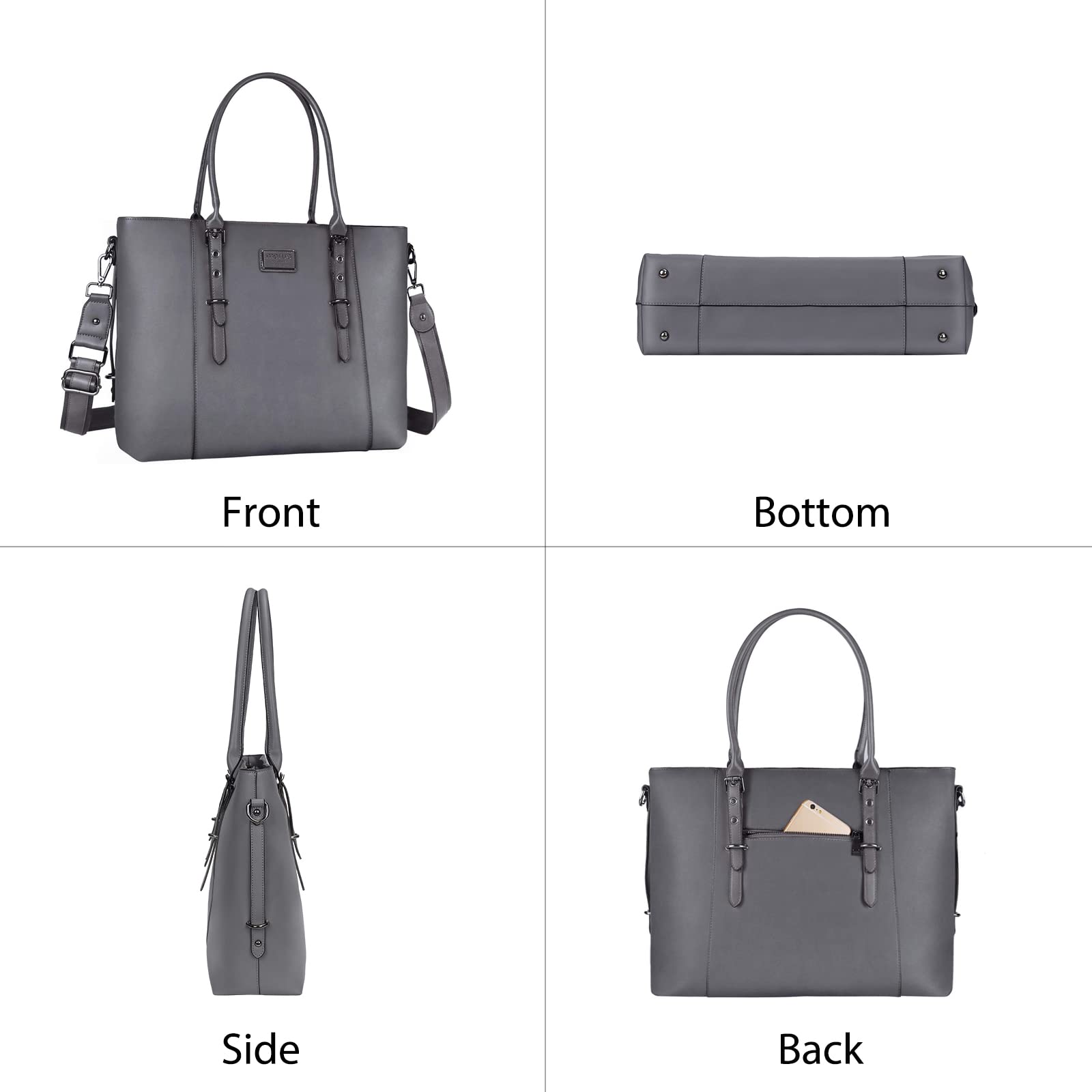 Premium PU Leather Laptop Tote Bag for MacBook & Notebook - Large Capacity Work Shoulder Briefcase with Padded Compartment | Perfect for Business, Office, Travel & Daily Commute