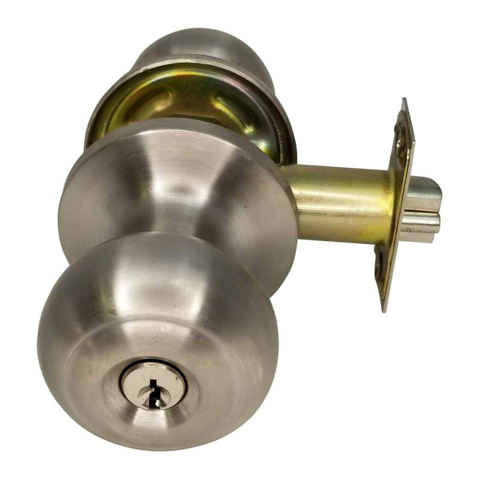 High Security Door Knob Lock with Keyed Cylinder - 3 Keys Included for Exterior & Interior Doors (SC1, Stainless Steel) - Ideal for Homes, Offices & Apartments