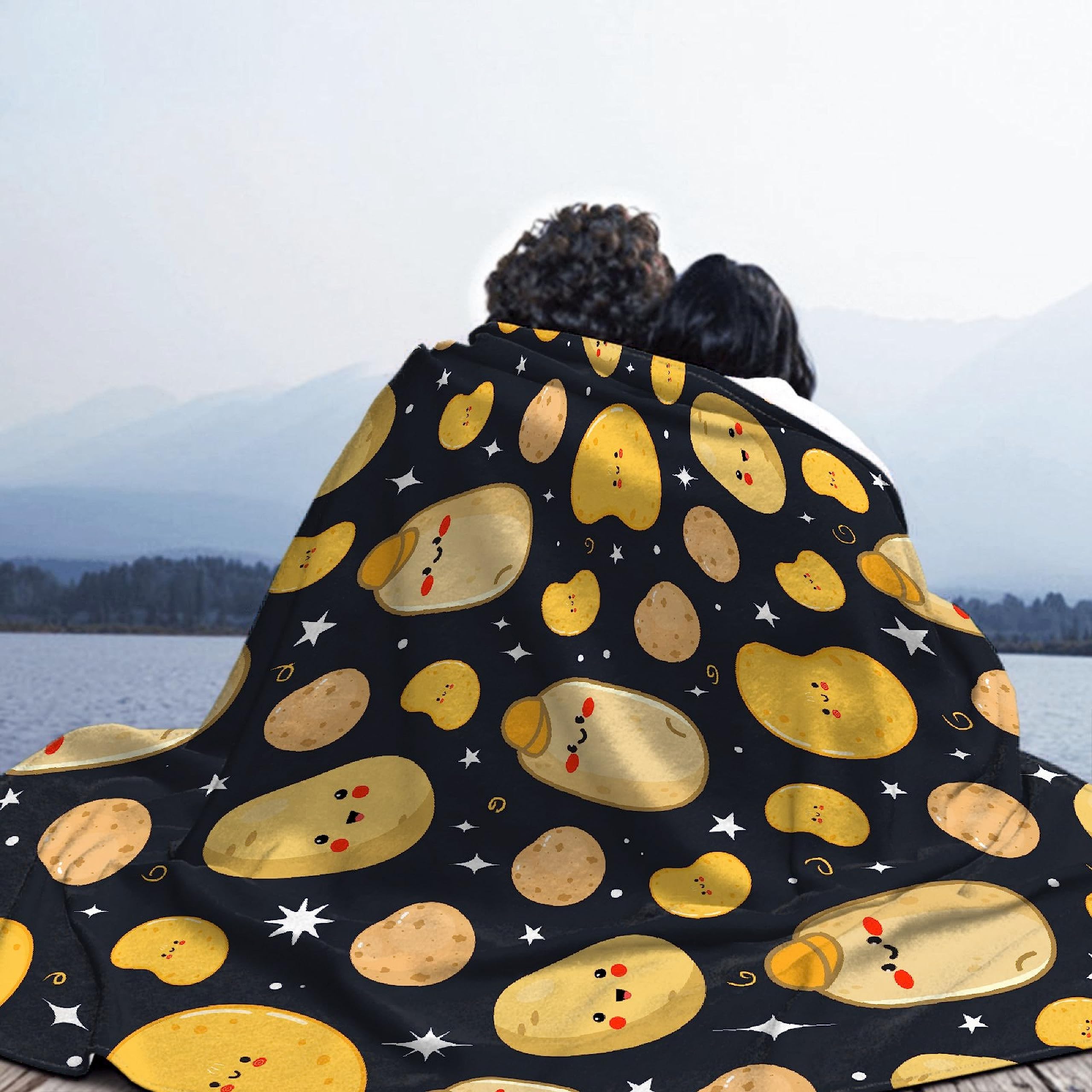 Super Soft Cozy Potato Blanket - Warm Throw for Women & Girls - 80x60 Inch Fluffy Fleece Blanket for Couch, Bed, Sofa & Office - All Season Home Decor Gift Idea - Perfect for Movie Nights, Camping & Relaxation