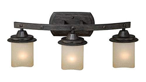 Vaxcel International Halifax 3-Light Black Walnut Vanity Light - Perfect for Bathroom, Bedroom & Dressing Room Lighting