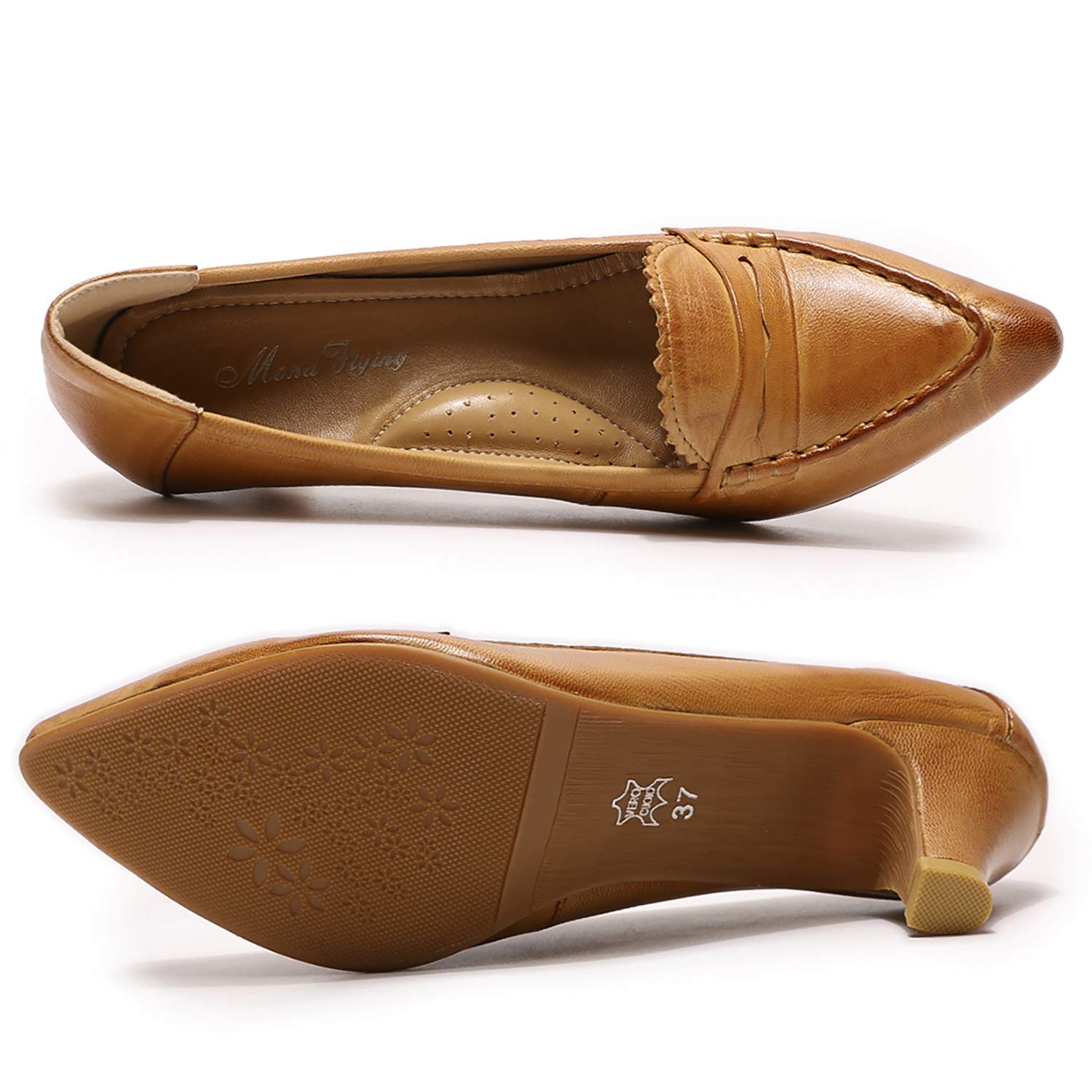 Mona Flying Women's Leather Pumps - Medium Heel Pointed Toe Dress Shoes for Office, Work & Professional Occasions | Comfortable & Stylish Ladies' Work Shoes for Business, Meetings & Formal Events