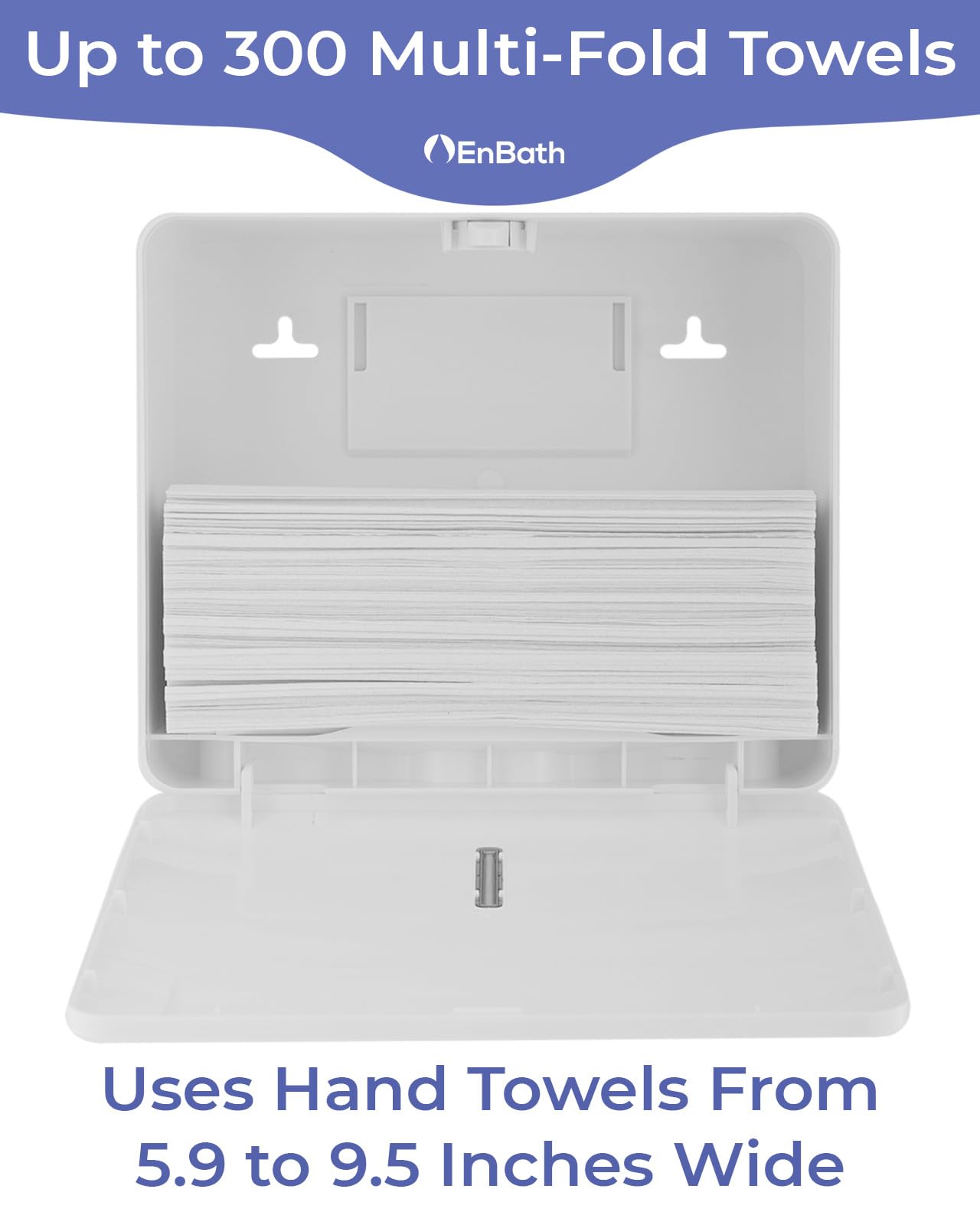 EnBath White Wall Mount Multifold Paper Towel Dispenser - Commercial Folded Hand Towel Holder for Bathroom & Restroom | Perfect for Offices, Kitchens, and Public Washrooms