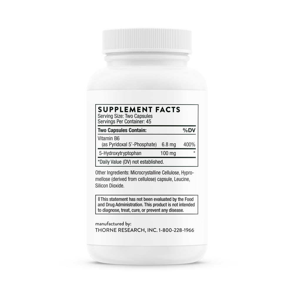 Thorne 5-HTP (5-Hydroxytryptophan) 100mg - 60 Vegetarian Capsules for Stress Relief & Mood Support - Natural Serotonin Booster Supplement for Sleep, Anxiety & Emotional Wellness