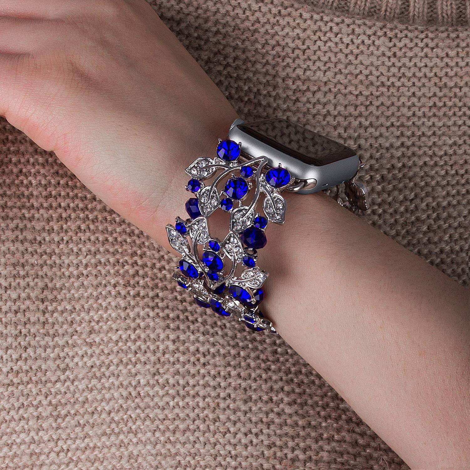 VIQIV Bling Bands Compatible with Apple Watch 38mm 40mm 41mm 42mm 44mm 45mm 49mm - Rhinestone Elastic Jewelry Bracelet Strap for Women - Perfect for Parties, Weddings, and Special Occasions