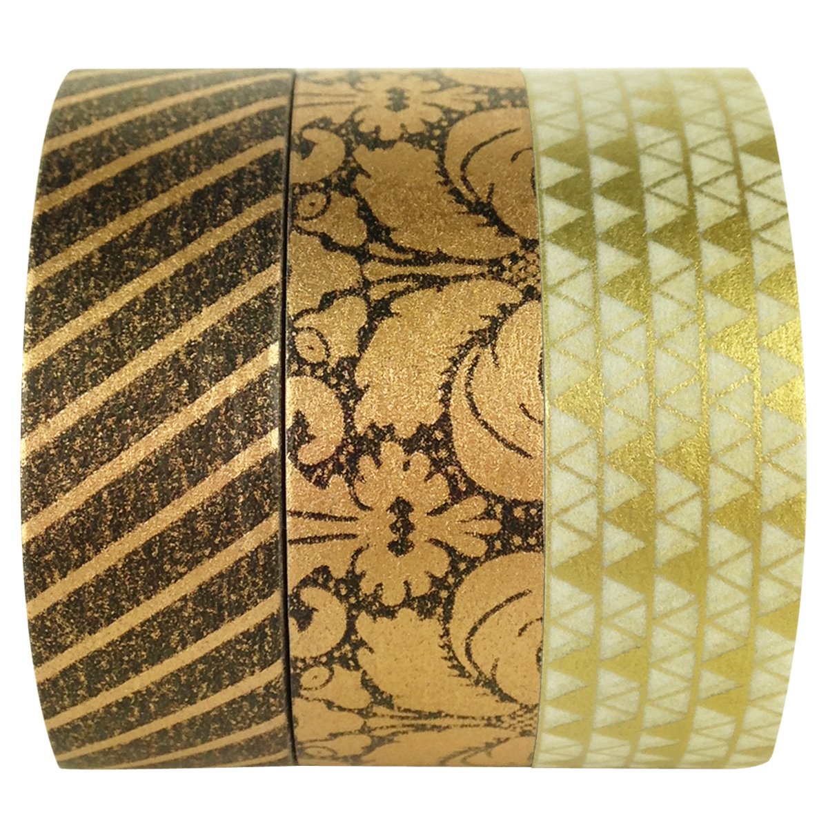 Allydrew Holiday Washi Tape Set - 3 Rolls Decorative Masking Tapes for Scrapbooking, Journaling & Gift Wrapping (Imperial Gold) - Perfect for DIY Crafts, Bullet Journals & Christmas Decorations