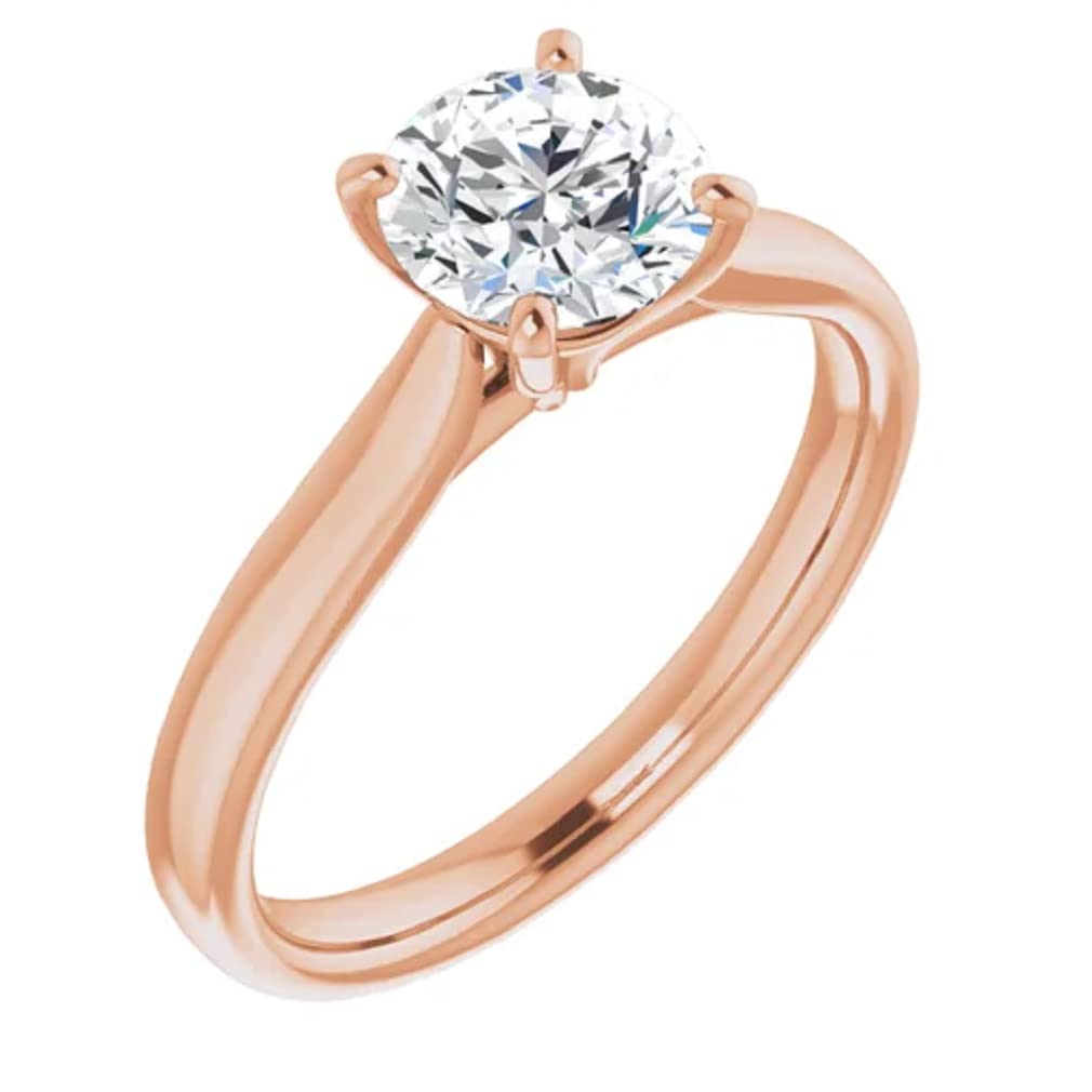 10K Solid Rose Gold Handmade Engagement Ring - 1.0 CT Round Cut Moissanite Solitaire Wedding Band for Women - Perfect for Proposals, Anniversaries & Bridal Jewelry Gifts