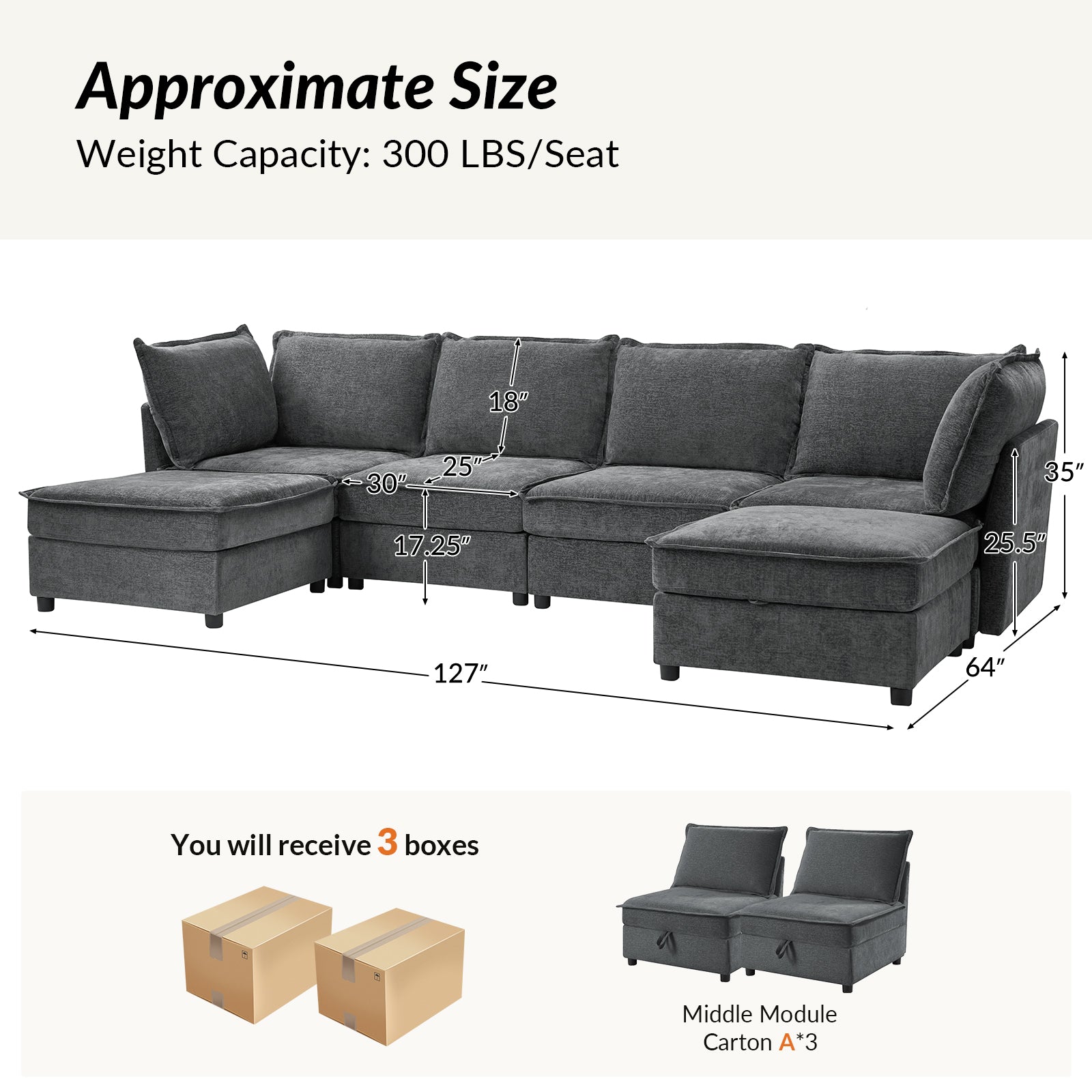 Harmetrix Oversized Soft Sectional Couch with Storage | Modern L-Shaped Sofa Bed with Hidden Compartment | Perfect for Living Room, Family Room & Small Spaces