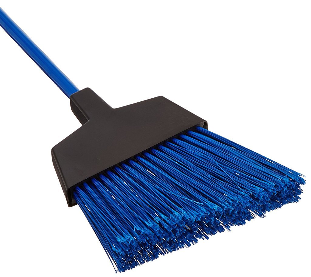 O-Cedar Commercial Maxi Clean Large Angle Broom - Heavy Duty Sweeping Broom for Floors, Garages & Driveways - Durable Blue Broom for Home, Office & Commercial Use