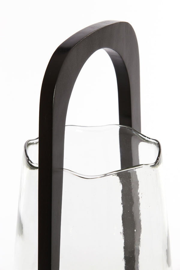 Anosy Small & Large Hurricane Candle Holder - Black, Natural Wood & Clear Glass Finish - Perfect for Home Decor, Wedding Centerpieces, and Romantic Ambiance