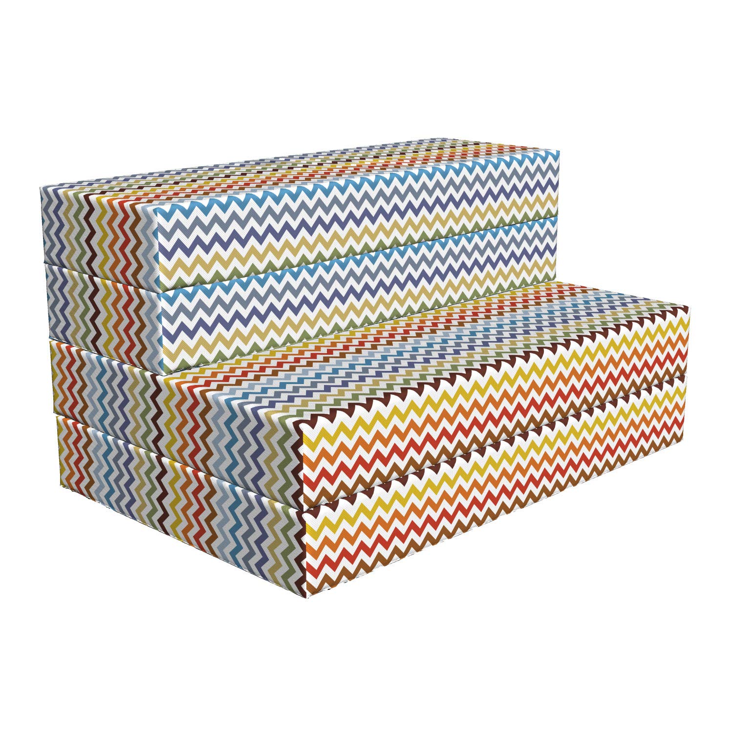 Ambesonne Colorful Foldable Mattress - Easter Chevron Zigzag Pattern - 74.8