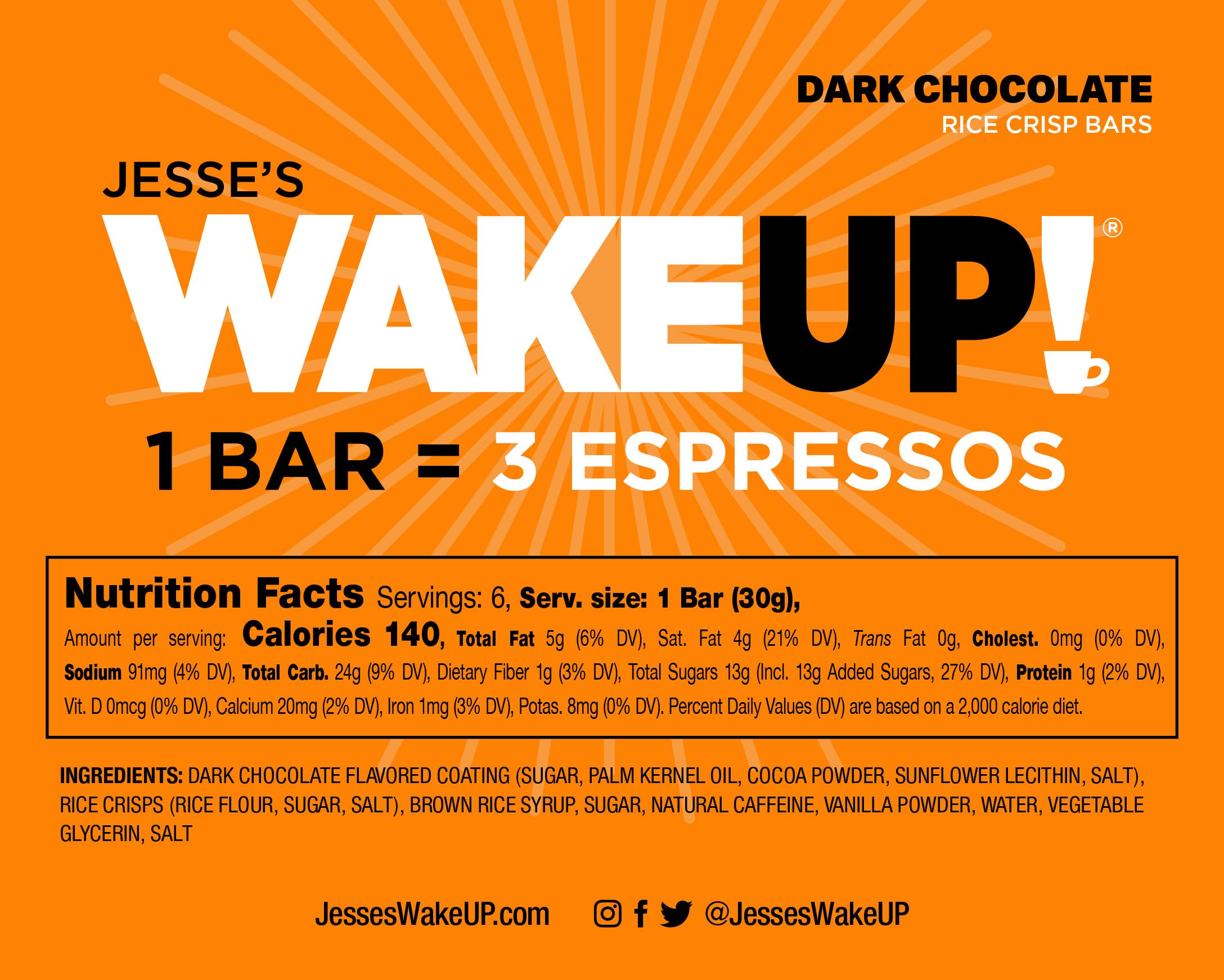 Caffeinated Chocolate Protein Bar - Vegan, Gluten Free, 350mg Caffeine - Energy Boost for Workouts & Focus - 6 Pack