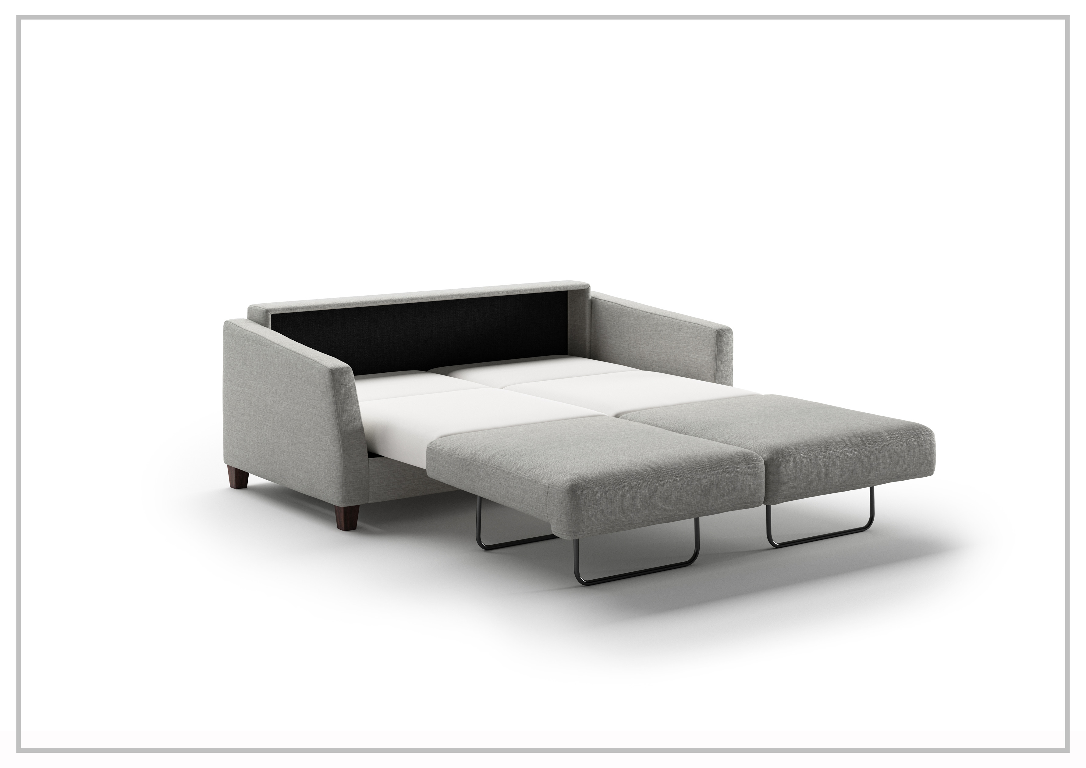 Luonto Monika Fabric Queen Sleeper Sofa with Wood or Chrome Legs - Convertible Sofa Bed for Small Spaces, Guest Rooms & Apartments