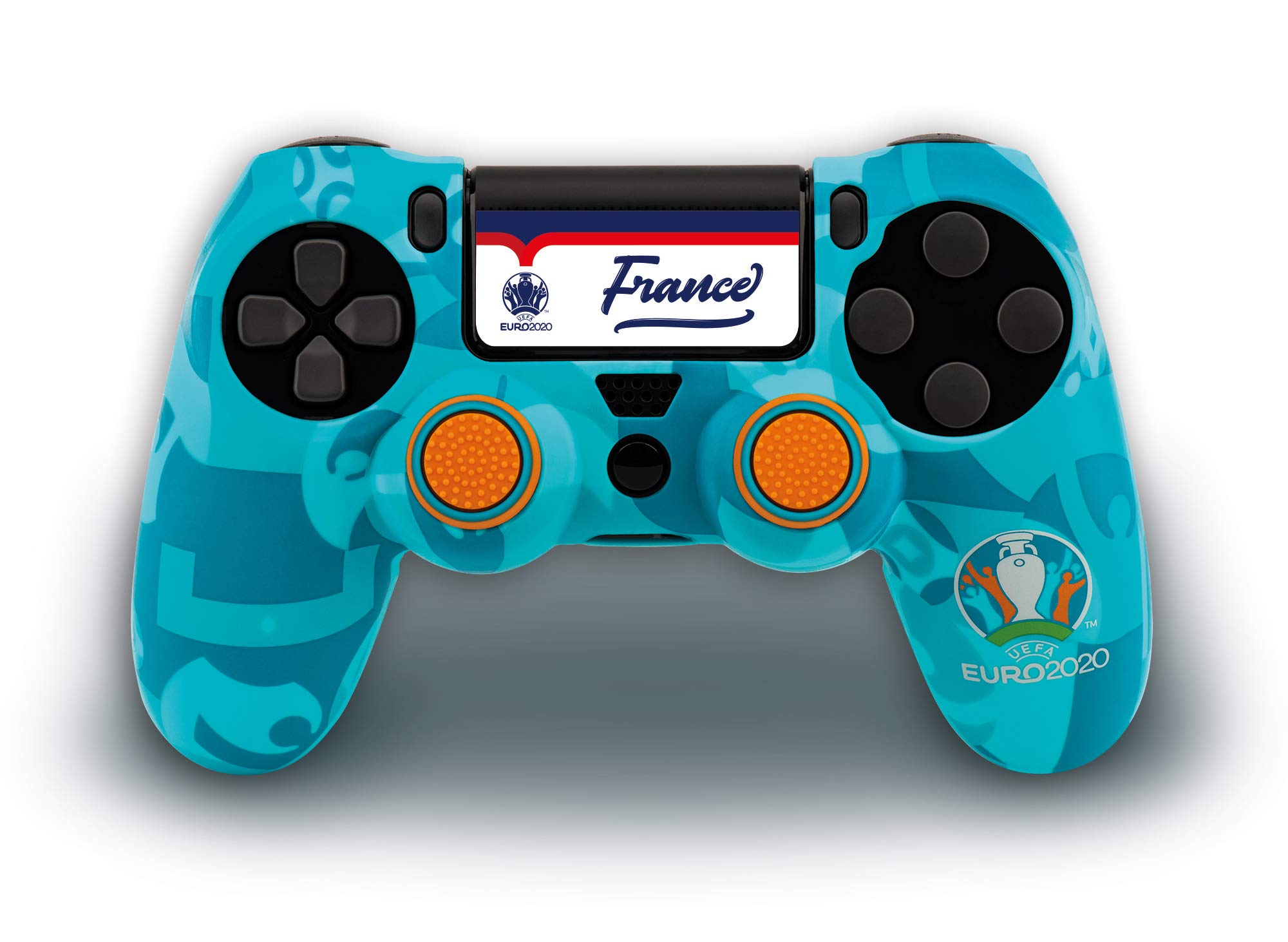Qubick PS4 UEFA Euro 2020 Controller Skin - Blue Silicone Cover with Non-Slip Grip & Protective Function | Perfect for Gaming Tournaments & Long Play Sessions