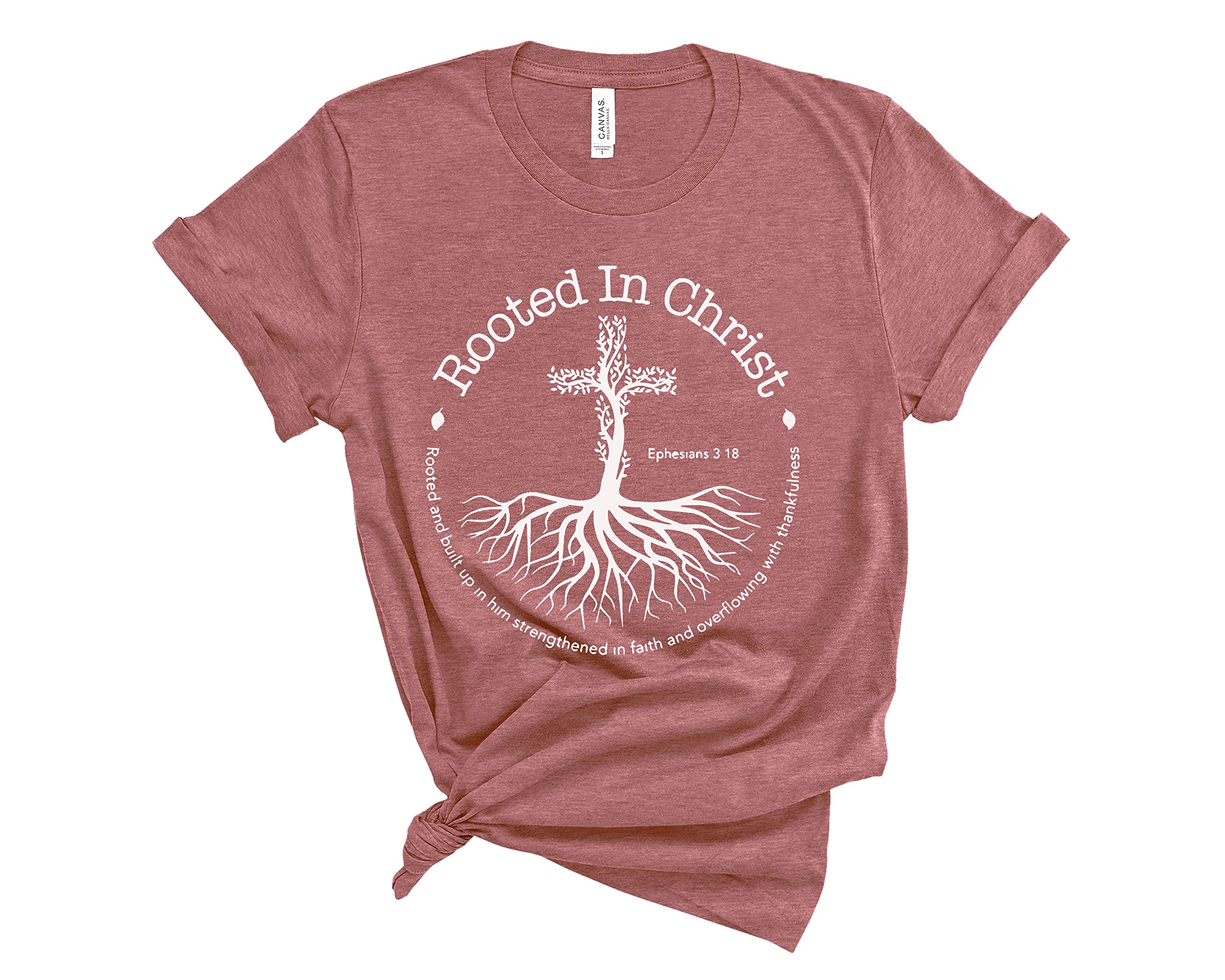 Rooted In Christ T-Shirt - Christian Religious Graphic Tee with Jesus Cross Design - Inspirational Faith-Based Apparel for Church, Worship & Daily Wear